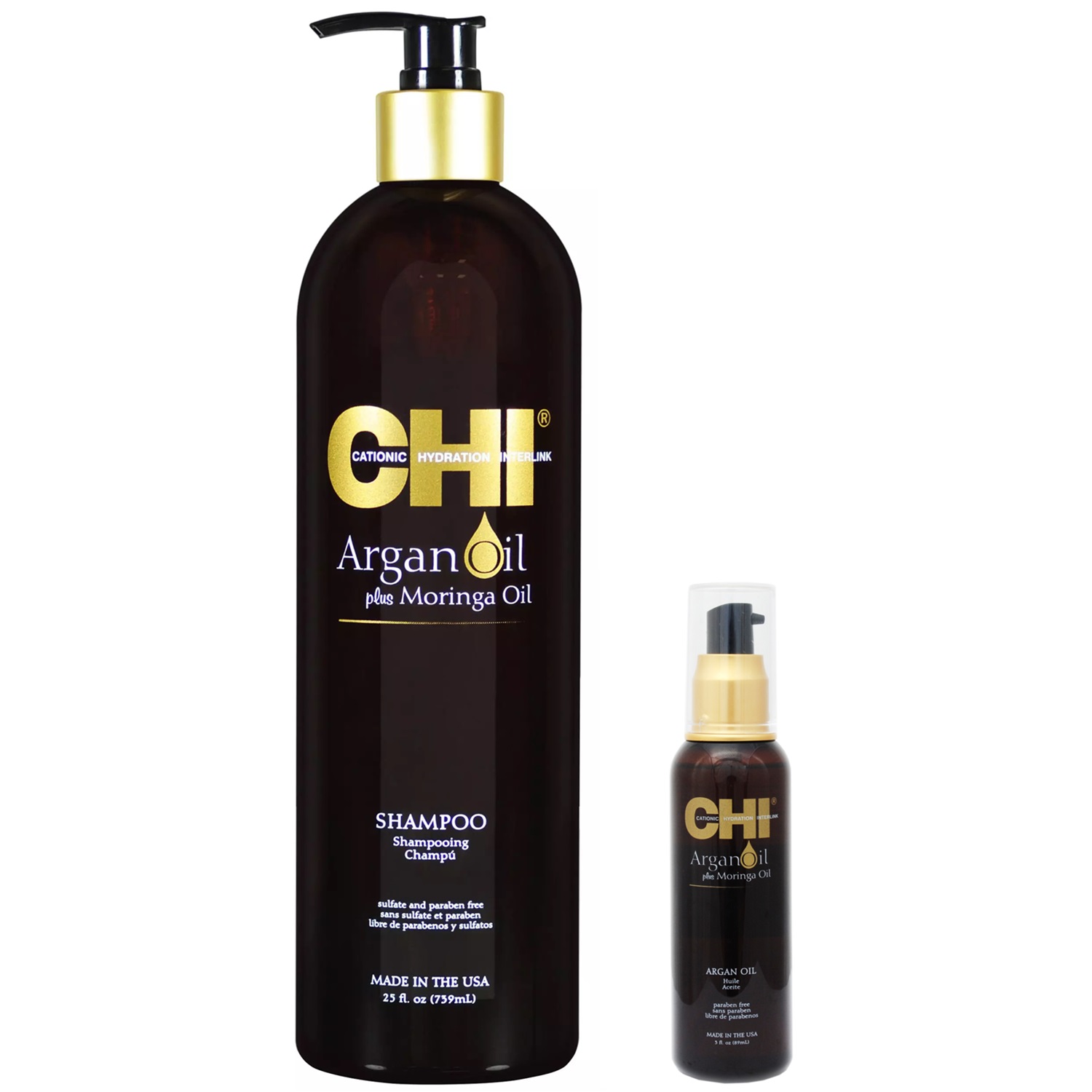 Chi Набор средств с маслом арганы для сухих и поврежденных волос: шампунь 739 мл + масло 89 мл (Chi, Argan Oil)