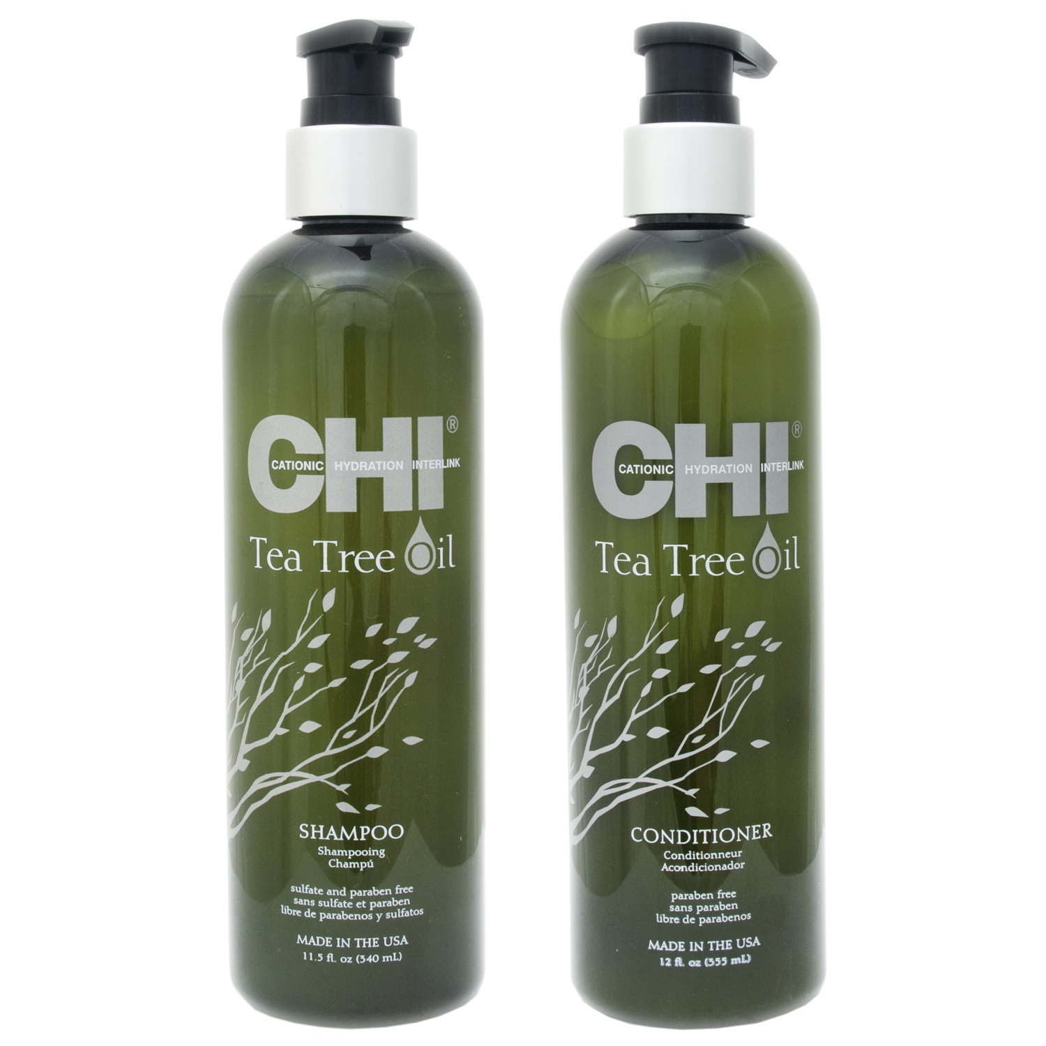Chi Набор для чувствительной кожи головы: шампунь 355 мл + кондиционер 355 мл (Chi, Tea tree oil)