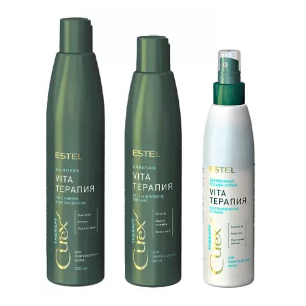 Estel Набор для поврежденных волос: шампунь 300 мл + бальзам 250 мл + лосьон-спрей 200 мл (Estel, Curex) спрей уход vita терапия для всех типов волос 200 мл