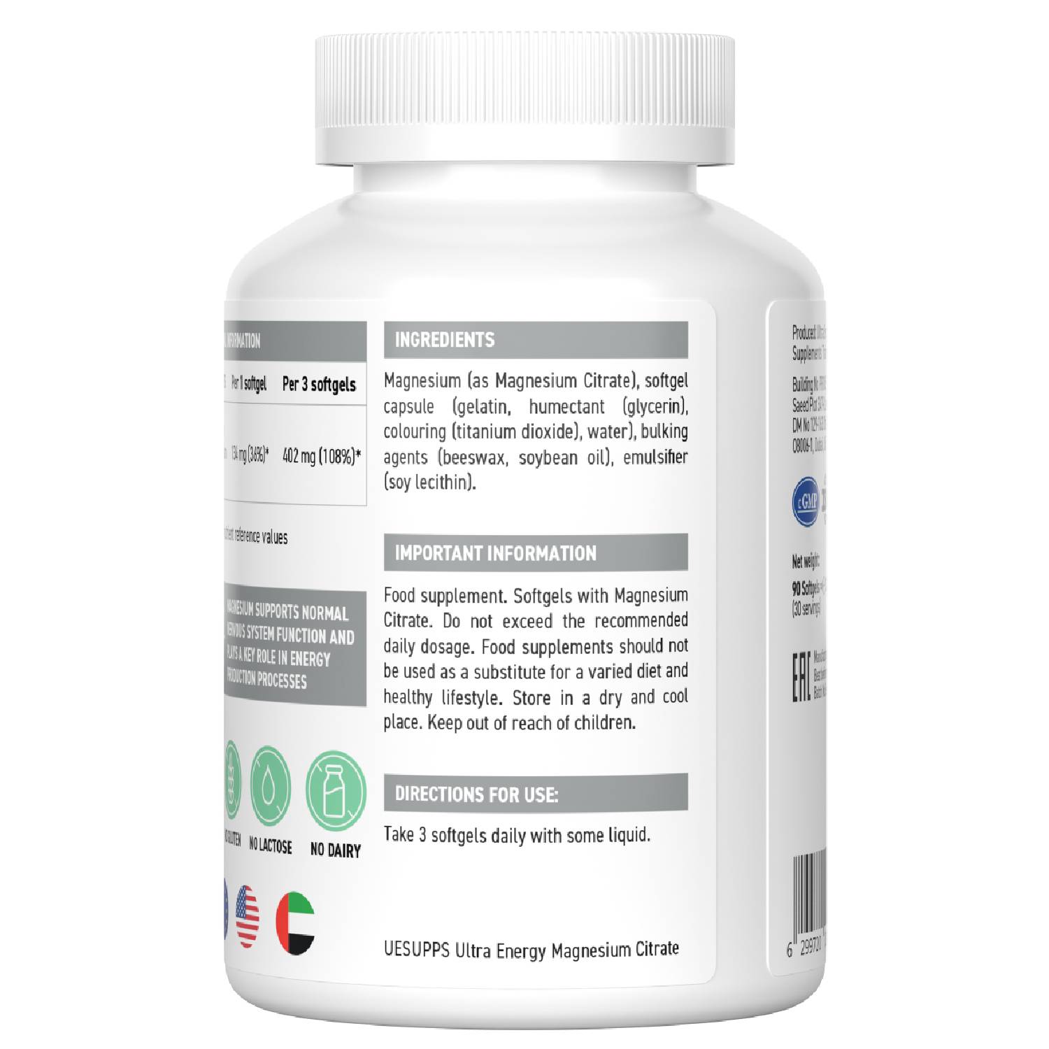 Ультрасаппс Магния цитрат Magnesium Citrate, 90 мягких капсул (Ultrasupps, ) фото 3