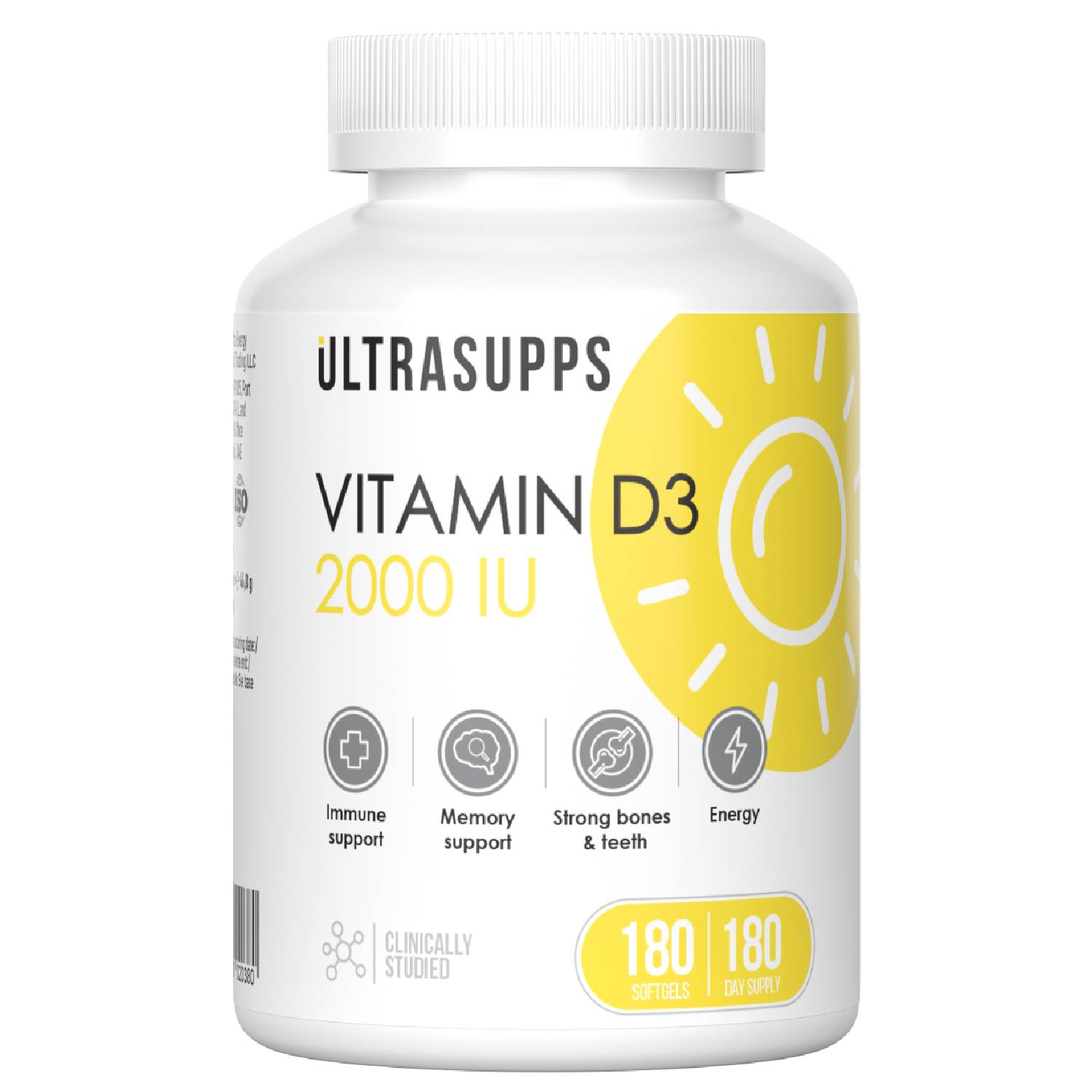 Ultrasupps Витамин Д3 2000 МЕ, 180 мягких капсул (Ultrasupps, ) витамин д3 2000 ме алтайвитамины 60 капсул
