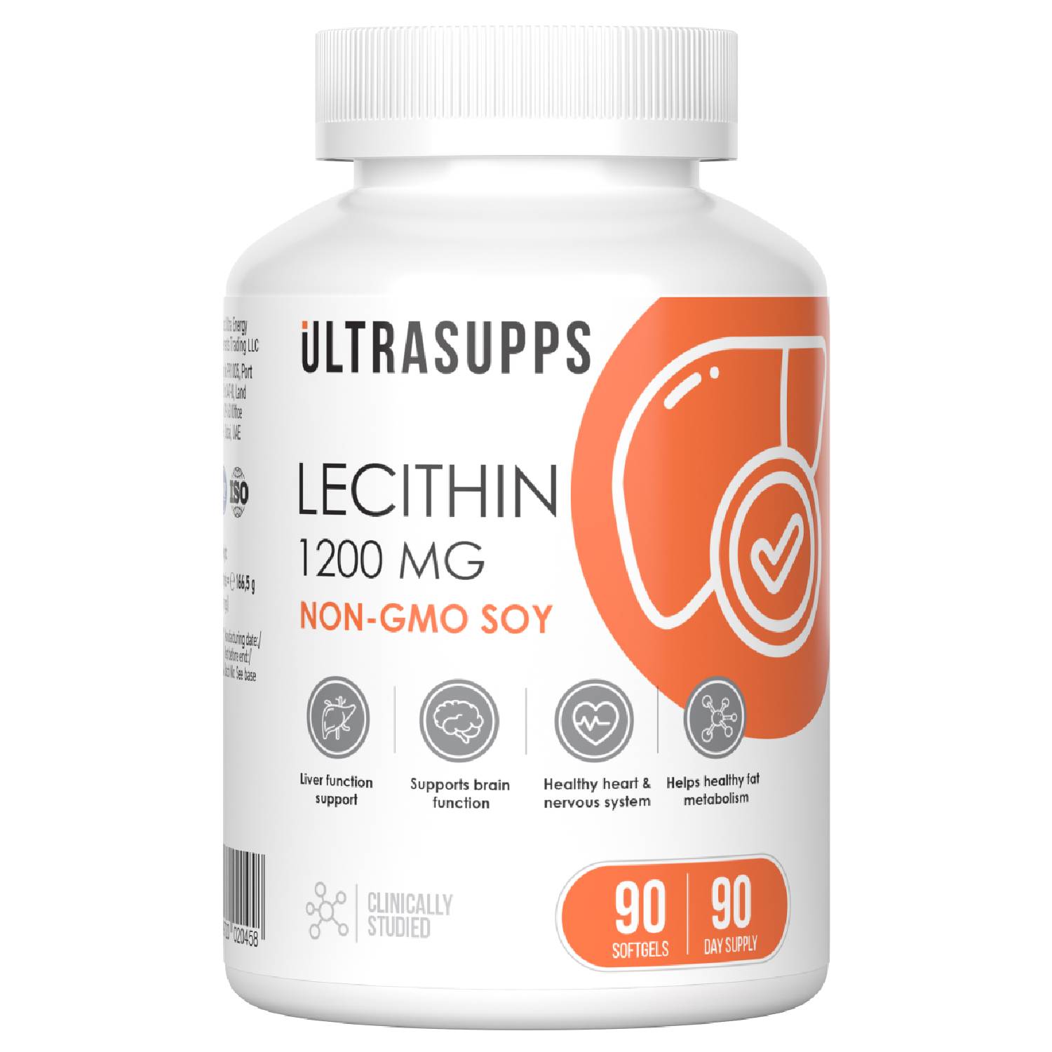 Ultrasupps Соевый лецитин 1200 мг, 90 мягких капсул (Ultrasupps, ) биодобавка натуральный соевый лецитин licithin 100 капсул