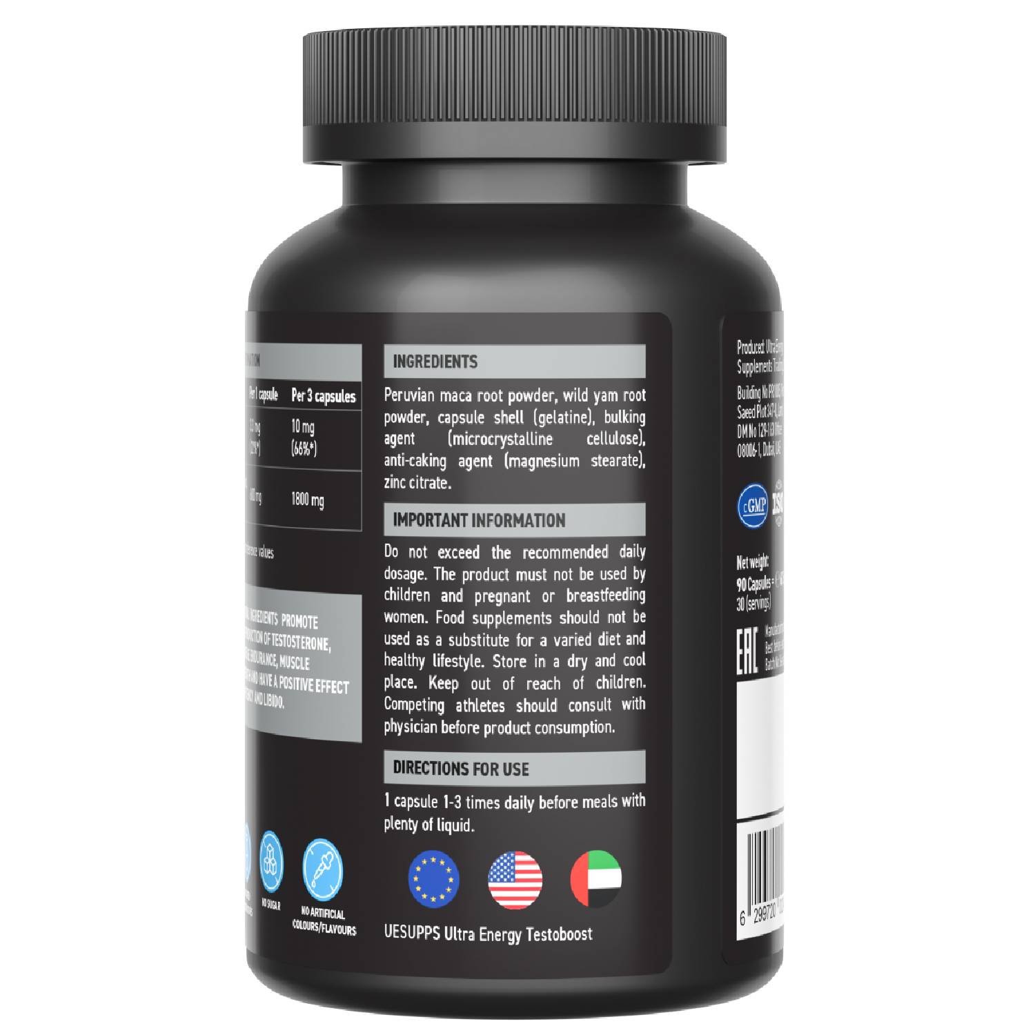 Ультрасаппс Комплекс для повышения тестостерона Testoboost, 90 капсул (Ultrasupps, ) фото 3