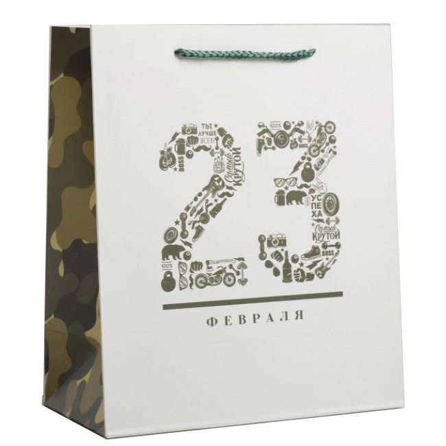 Пакет ламинированный вертикальный «23 февраля», 23 × 27 × 11,5 см 