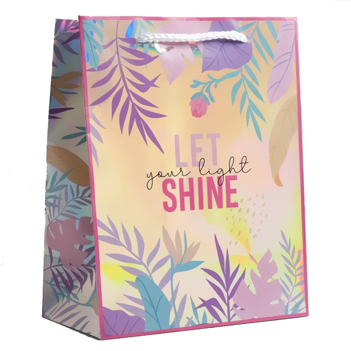  Пакет подарочный голографический  Let Your Light Shine, 18 × 23 × 10 см (Подарочная упаковка, Пакеты) фото 0