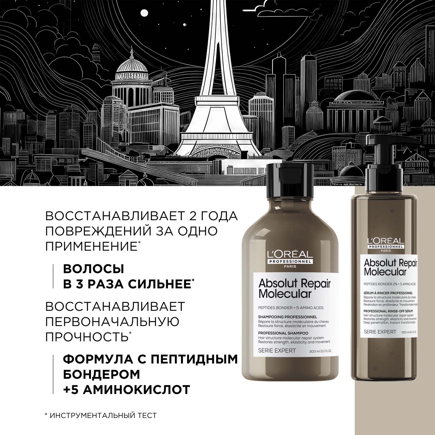 Лореаль Профессионель Премиальный набор Molecular для сильно поврежденных волос: шампунь 300 мл + сыворотка 250 мл (L'oreal Professionnel, Serie Expert) фото 1