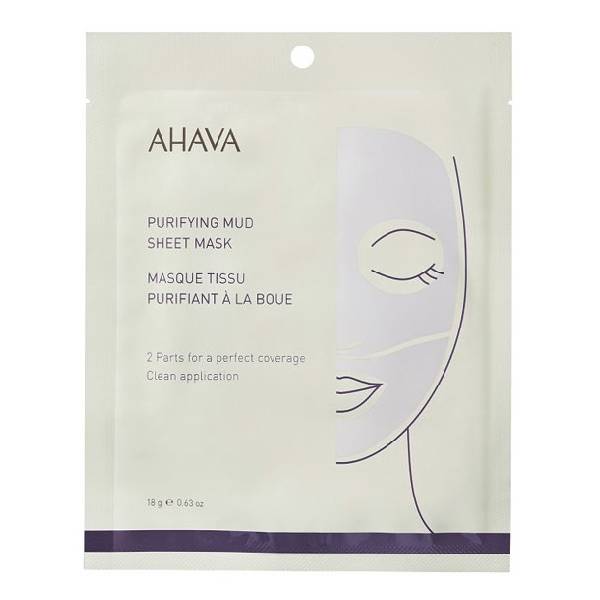 Ahava Очищающая тканевая маска для лица Purifying Mud Sheet Mask, 18 г (Ahava, Mineral Mud Masks) ahava очищающая детокс маска для лица clearing facial treatment mask 50 мл ahava mineral mud masks