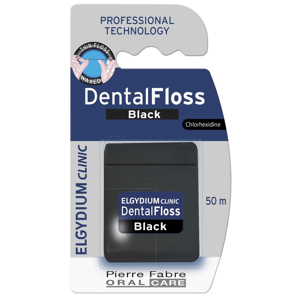 Elgydium Вощеная зубная нить DentalFloss черная, 50 м (Elgydium, ) фотографии