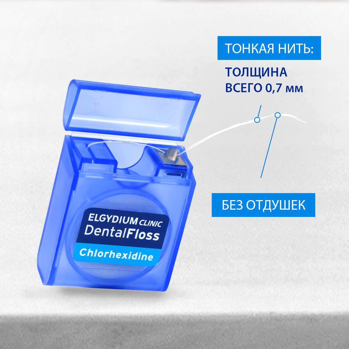 Эльгидиум Вощеная зубная нить с хлоргексидином DentalFloss, 50 м (Elgydium, ) фото 3
