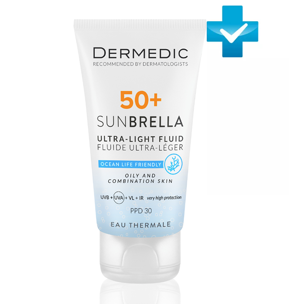 Дермедик Ультра-лёгкий солнцезащитный флюид SPF50+ для жирной и комбинированной кожи, 40 мл (Dermedic, Sunbrella) фото 0