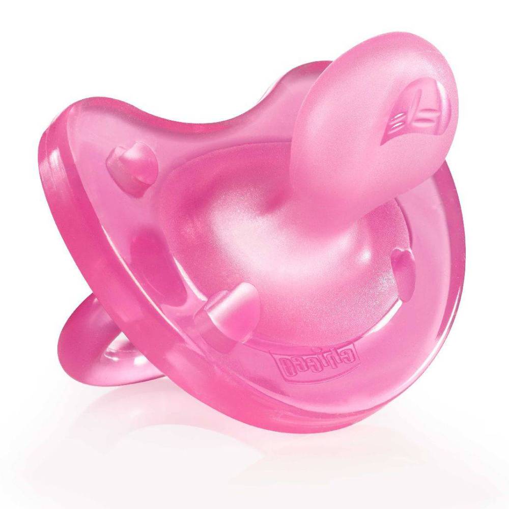 цена Chicco Пустышка силиконовая PhysioSoft 6 месяцев+, розовая (Chicco, Physio Soft)