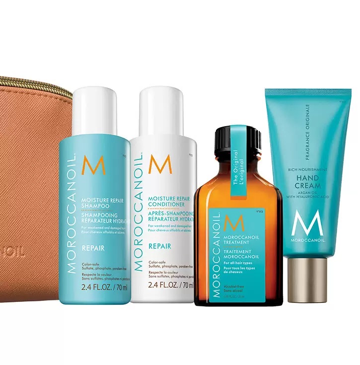 Moroccanoil Дорожный набор Восстановление: шампунь 70 мл + кондиционер 70 мл + масло для волос 25 мл + крем для рук 40 мл (Moroccanoil, Repair)