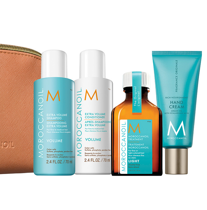 Moroccanoil Дорожный набор Обьем: шампунь 70 мл + кондиционер 70 мл +масло лайт 25 мл + крем для рук 40 мл (Moroccanoil, Volume)