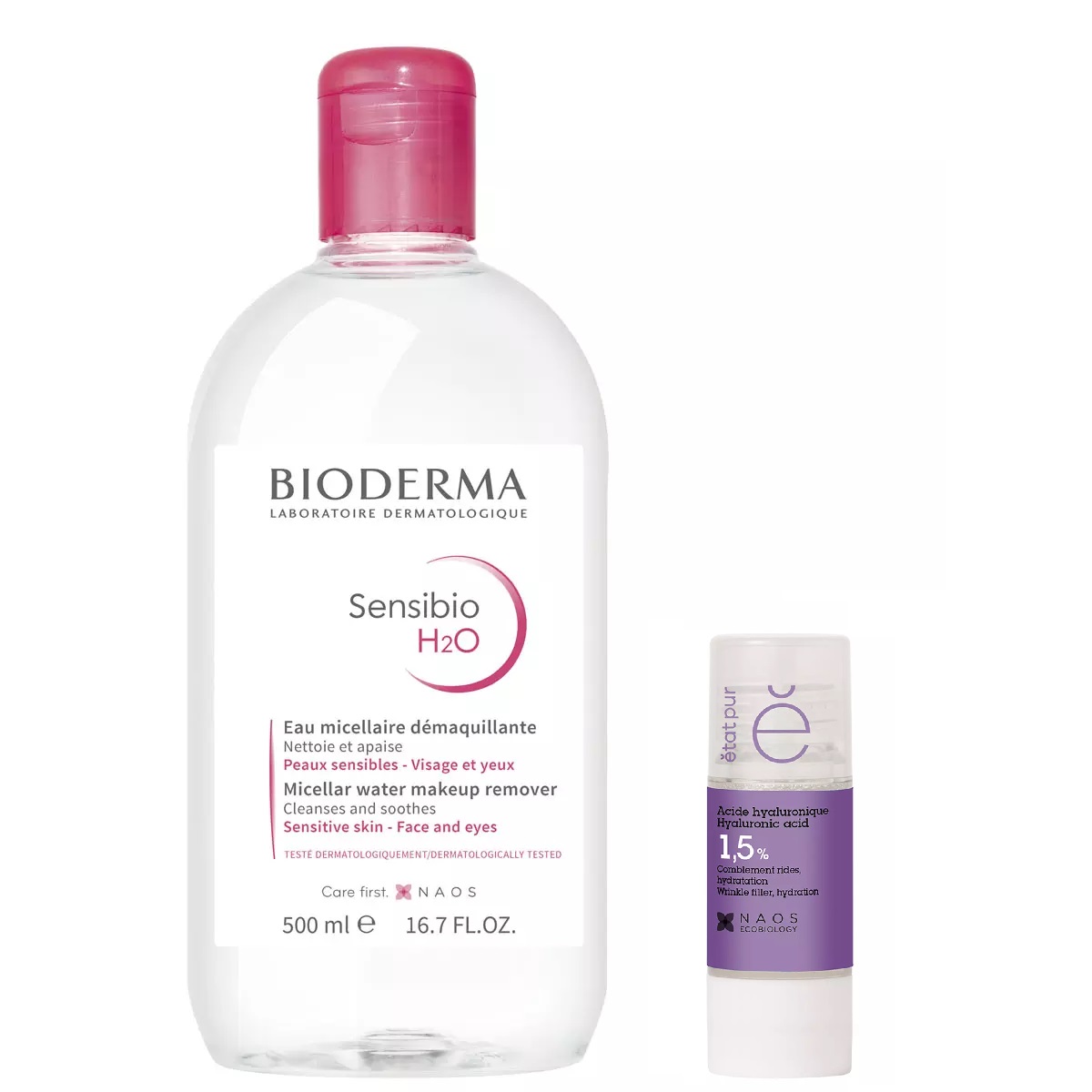 Bioderma Набор: Bioderma мицеллярная вода Sensibio 500 мл + Etat Pur сыворотка с гиалуроновой кислотой 15 мл (Bioderma, Sensibio)