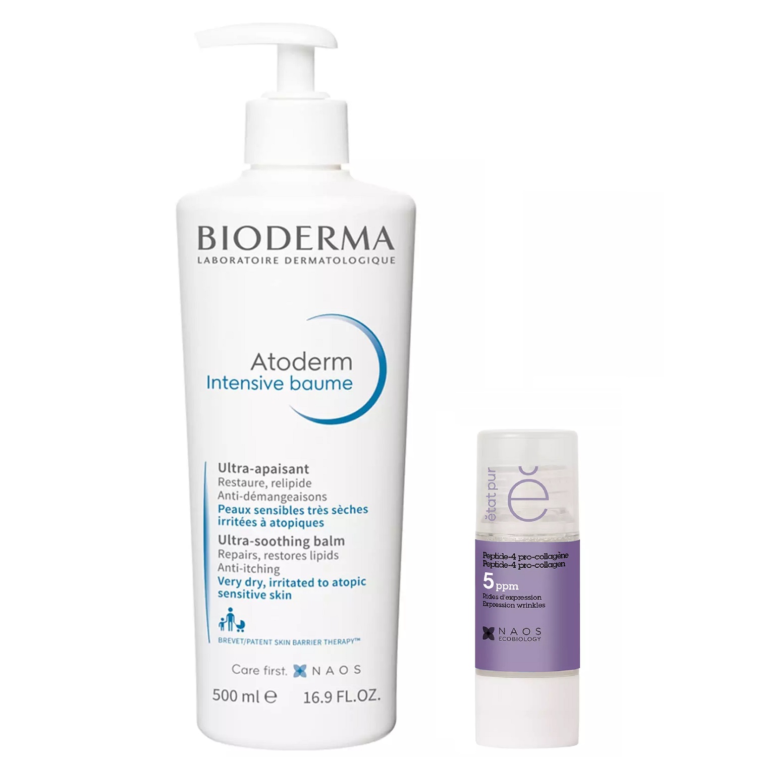 Bioderma Набор Bioderma бальзам Atoderm Ultra 500 мл  Etat Pur сыворотка с пептид-4 и про-коллагеном 15 мл. фото