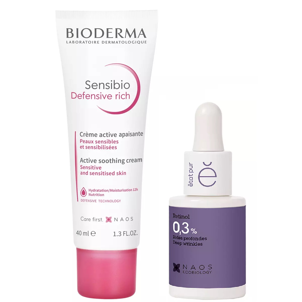 цена Bioderma Набор: Bioderma насыщенный крем Sensibio Defensive 40 мл + Etat Pur сыворотка с ретинолом 15 мл (Bioderma, Sensibio)