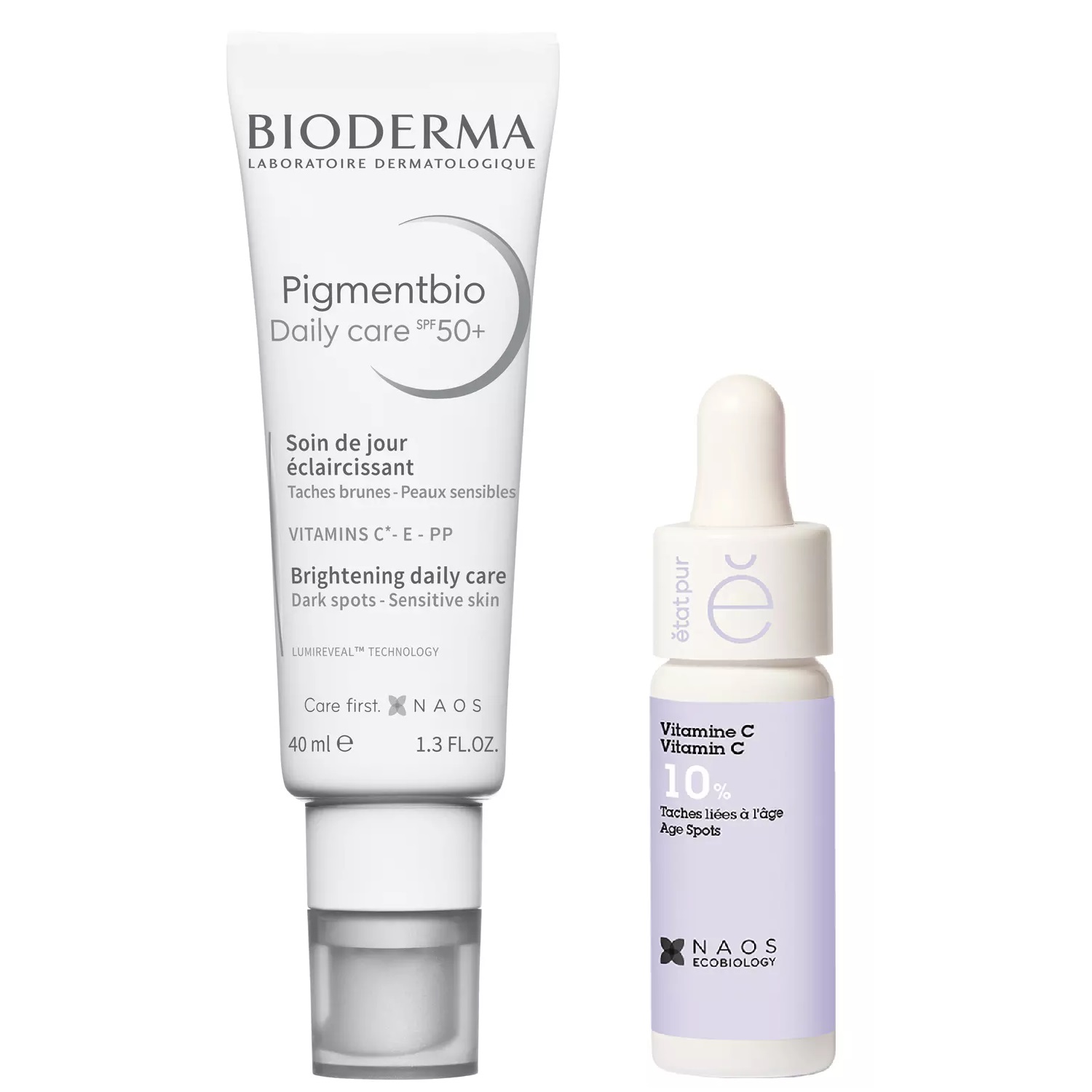 Bioderma Набор: Bioderma дневной крем Pigmentbio SPF50 40 мл + Etat Pur сыворотка с витамином С 15 мл (Bioderma, Pigmentbio)