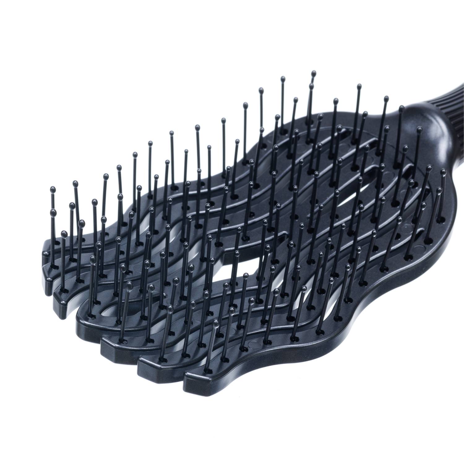 Деваль Про Щетка New Flexi с нейлоновым штифтом и антистатическим покрытием, 8 рядов, графитовый (Dewal Pro, Расчески и брашинги) фото 2