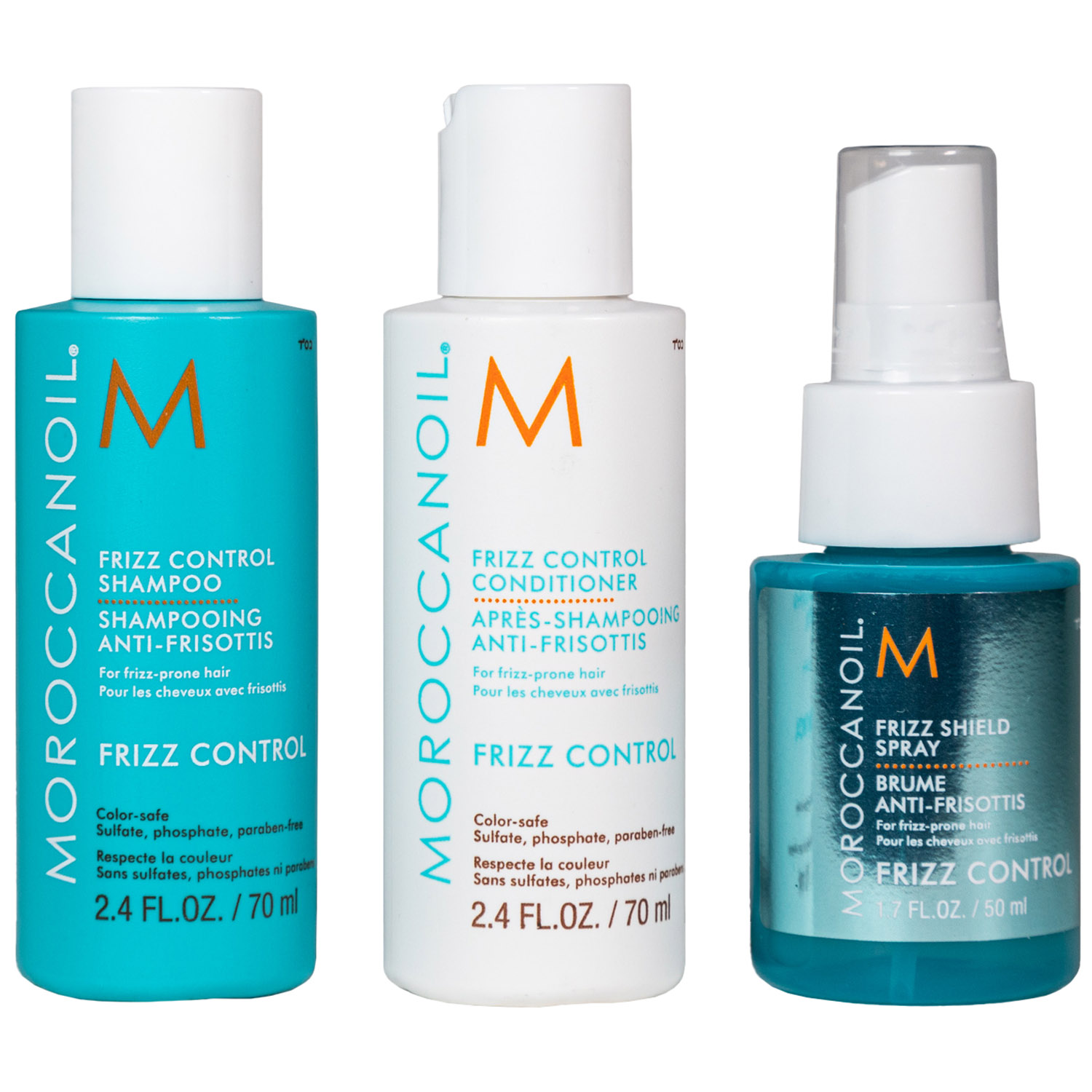 Мороканойл Набор для непослушных волос Goodbye Frizz: шампунь 70 мл+ кондиц 70 мл+ спрей-защита 50 мл (Moroccanoil, Frizz Control) фото 2