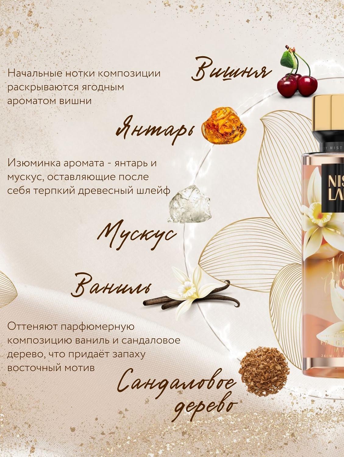 Нишледи Парфюмированный спрей для тела Vanilla paradise, 260 мл (Nishlady, Body Mist) фото 1