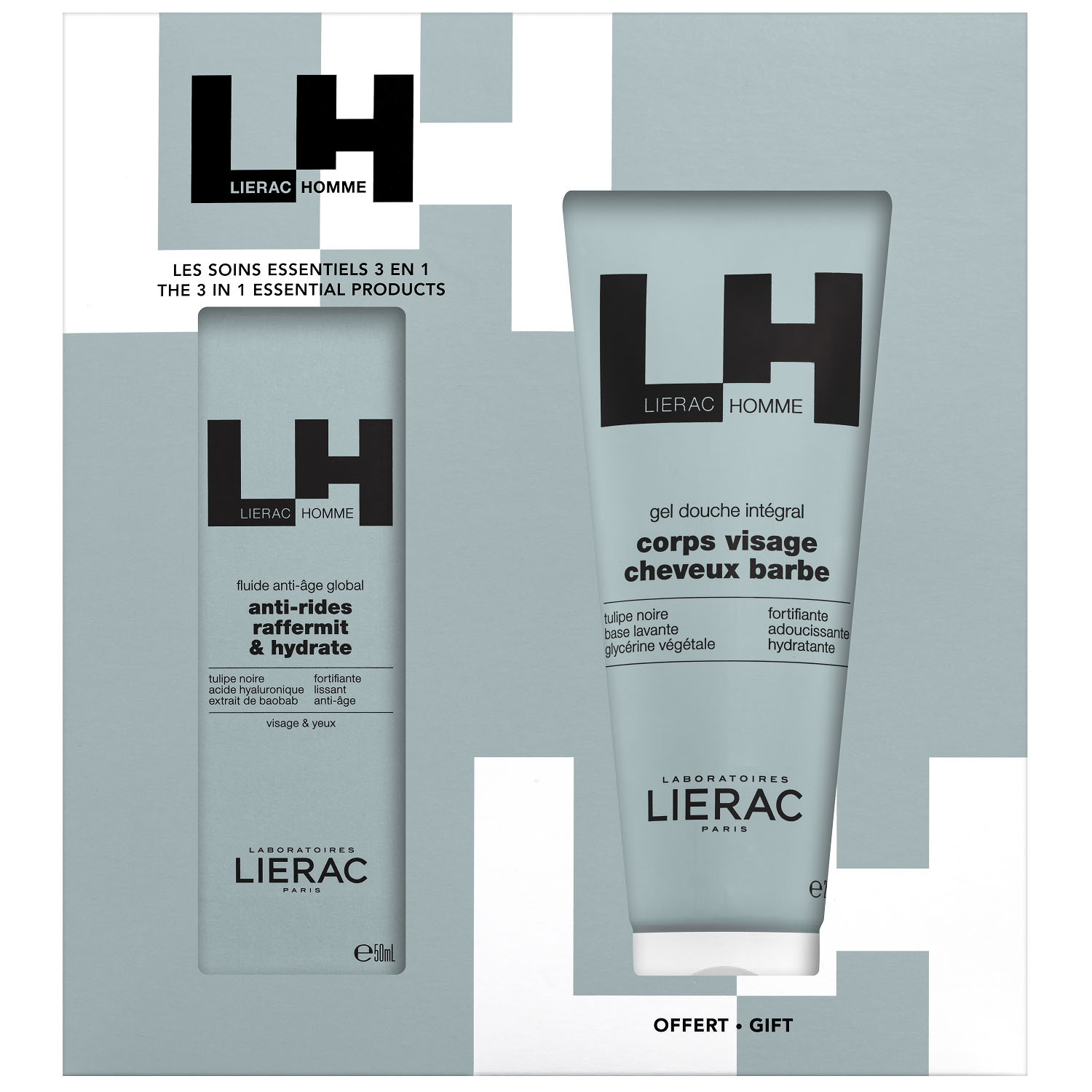 Лиерак Подарочный набор: крем-флюид 50 мл + гель для душа 200 мл (Lierac, Lierac Homme) фото 1