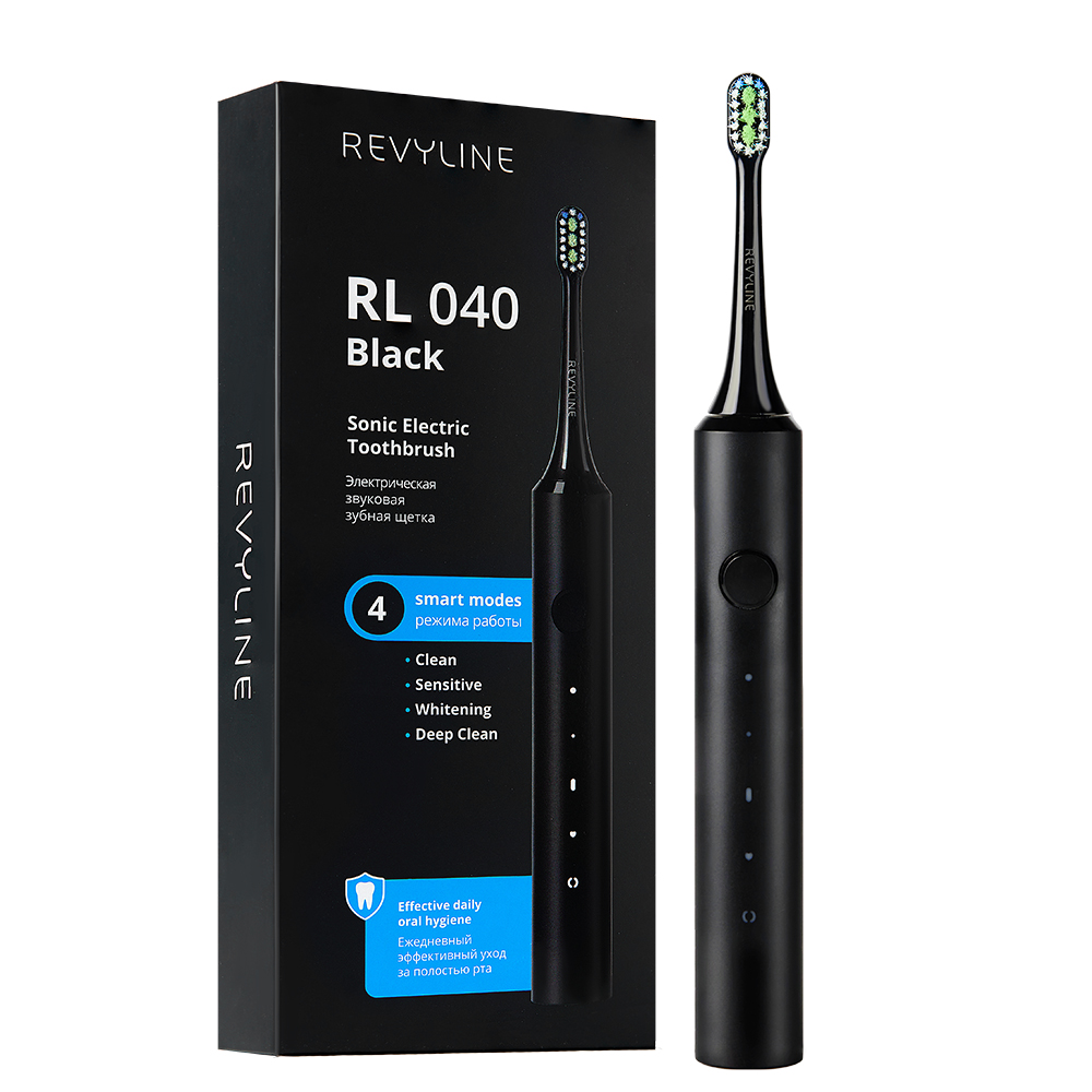  Электрическая звуковая зубная щетка RL 040, черная (REVYLINE, Электрические зубные щетки) фото 0
