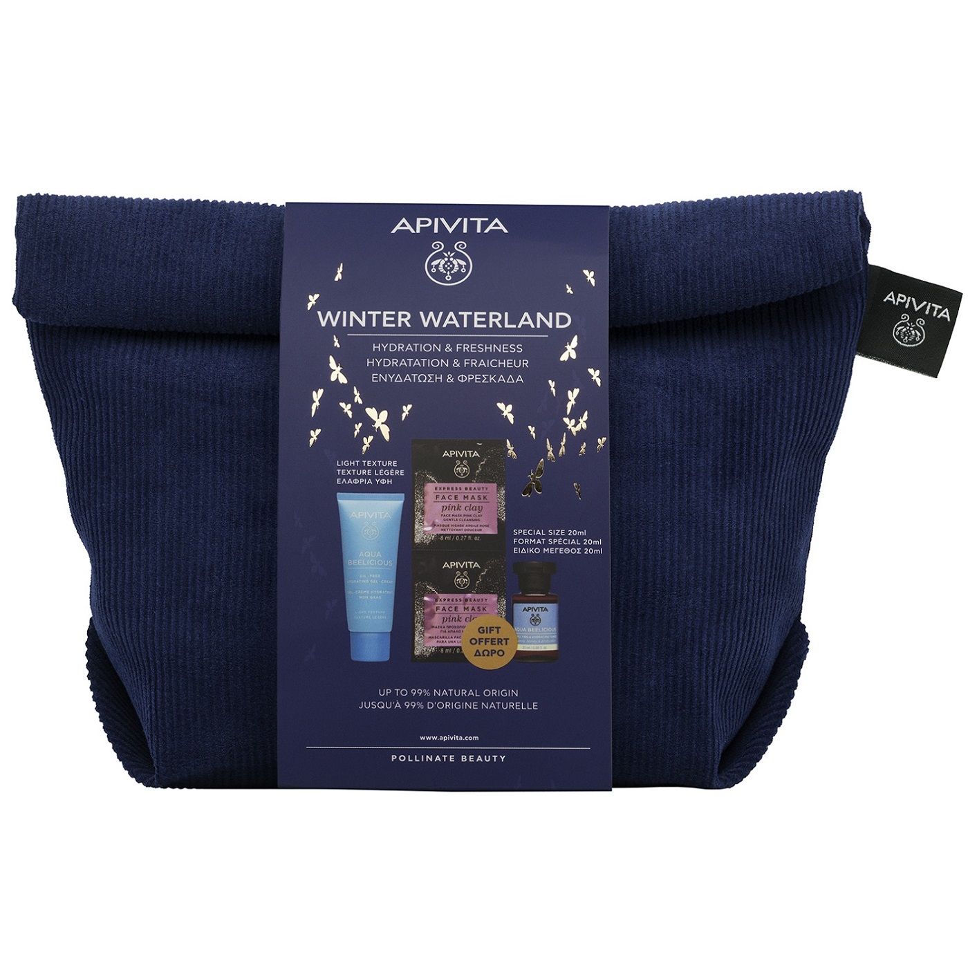 Апивита Набор для лица Winter Waterland: крем-гель 40 мл + тонер 20 мл + маска 2 х 8 мл (Apivita, Aqua Beelicious) фото 1