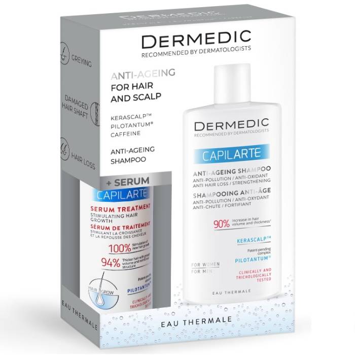 Dermedic Набор антивозрастных средств для волос и кожи головы сыворотка 150 мл  шампунь 300 мл. фото
