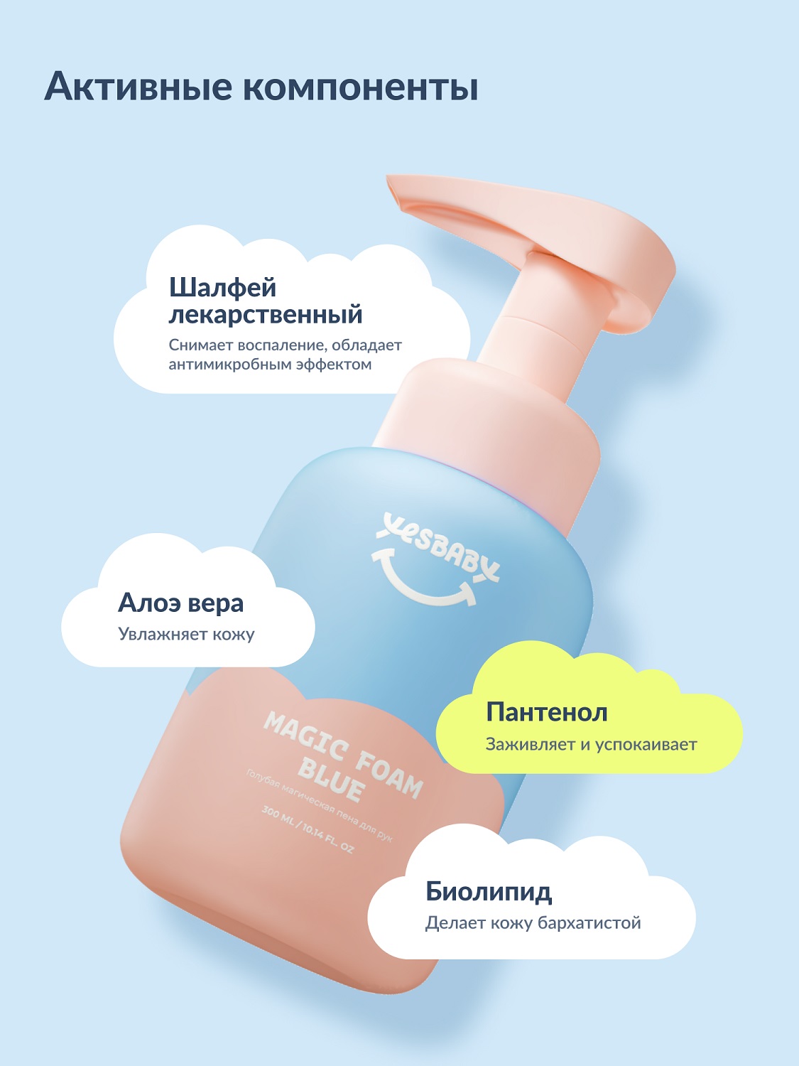 ЙесБэби Голубая магическая пена для рук 0+, 300 мл (YesBaby, ) фото 8