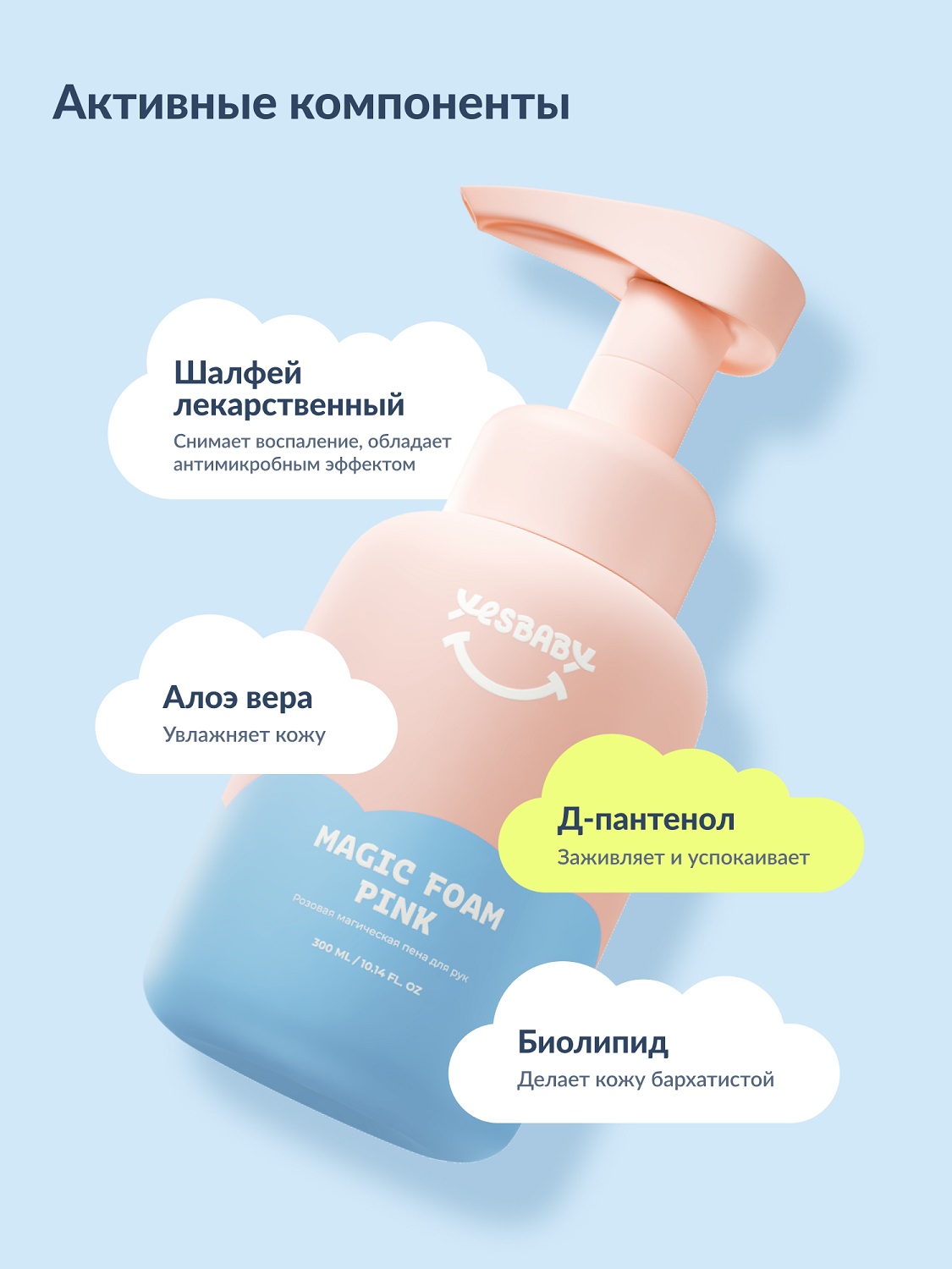 ЙесБэби Розовая магическая пена для рук 0+, 300 мл (YesBaby, ) фото 8