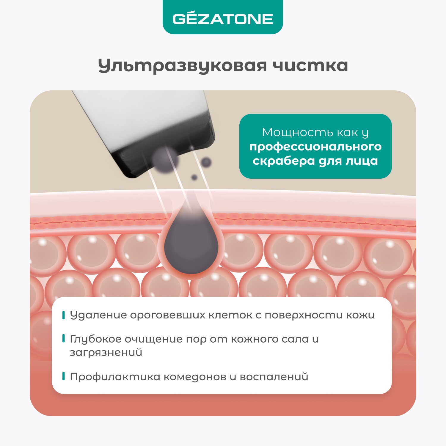 Жезатон Аппарат для ультразвуковой чистки лица, фонофореза, микромассажа Bio Sonic 730 (Gezatone, Массажеры для лица) фото 4