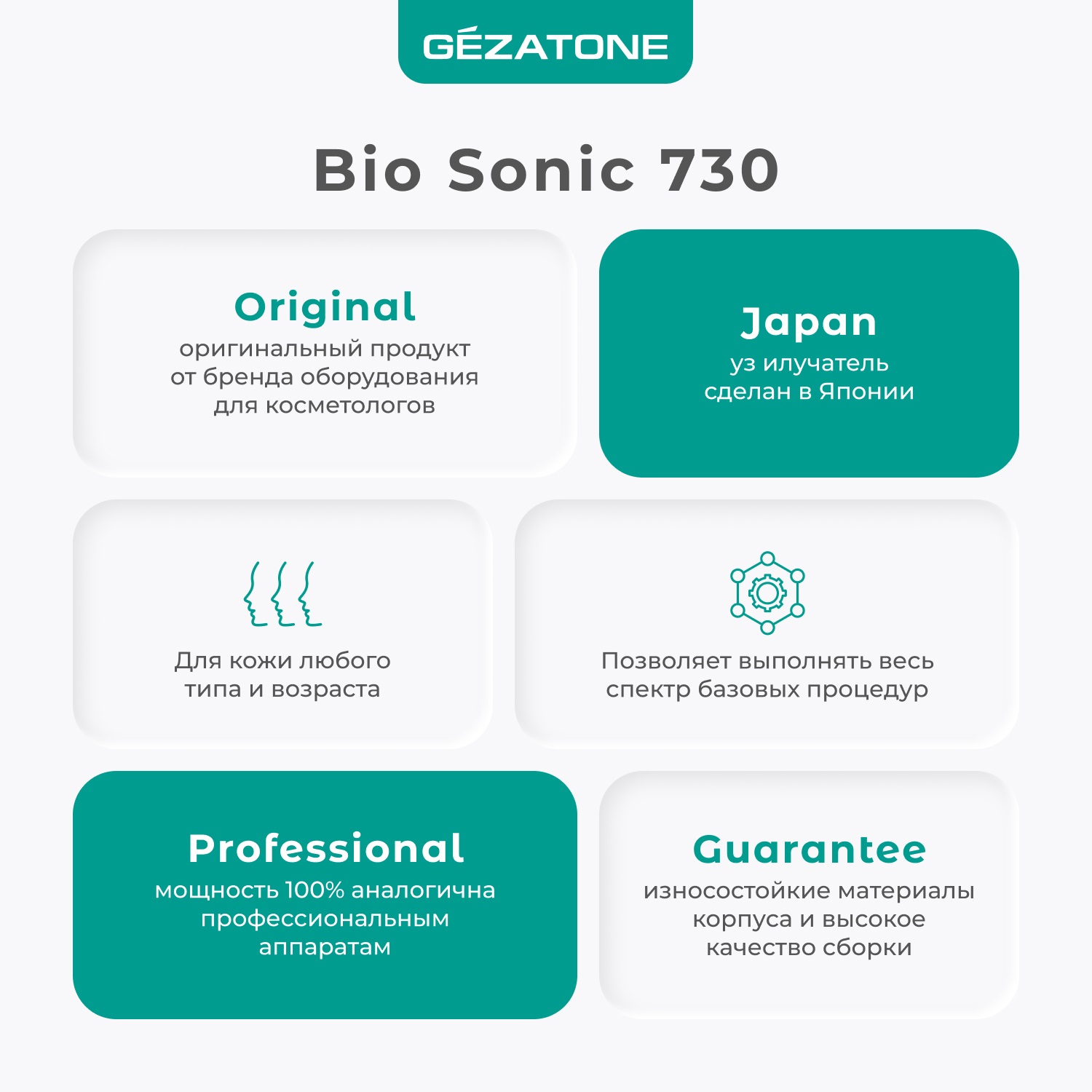 Жезатон Аппарат для ультразвуковой чистки лица, фонофореза, микромассажа Bio Sonic 730 (Gezatone, Массажеры для лица) фото 8