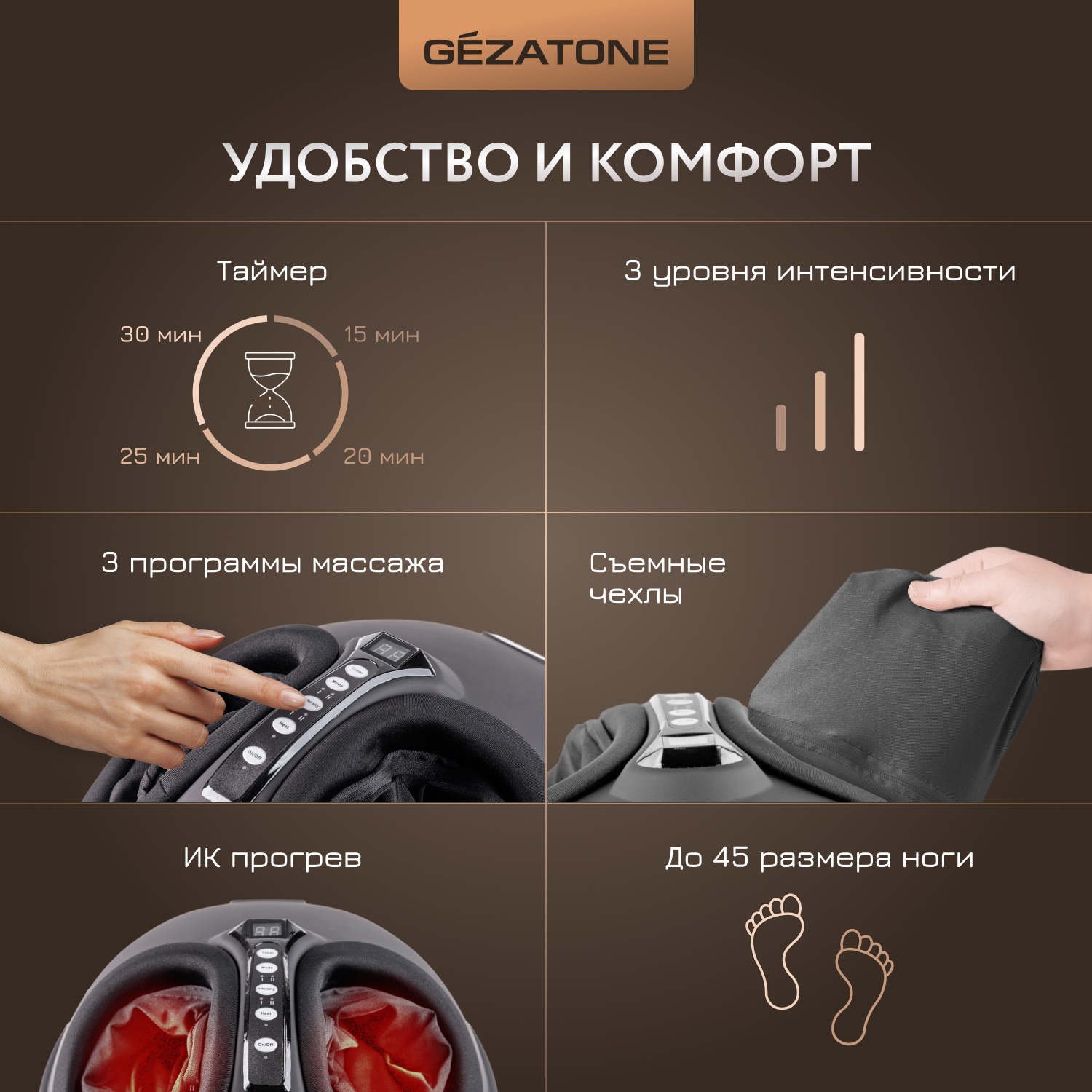 Жезатон Массажер для ног Massage Magic Graphite AMG714 (Gezatone, Массажеры для тела) фото 8