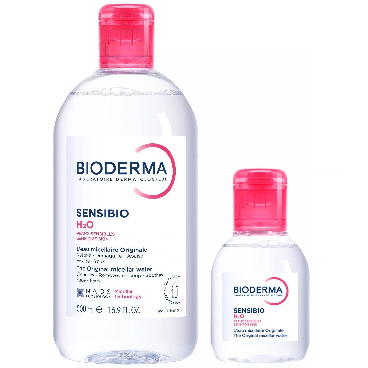 Биодерма Набор для лица: мицеллярная вода 100 мл + мицеллярная вода 500 мл (Bioderma, Sensibio) фото 0