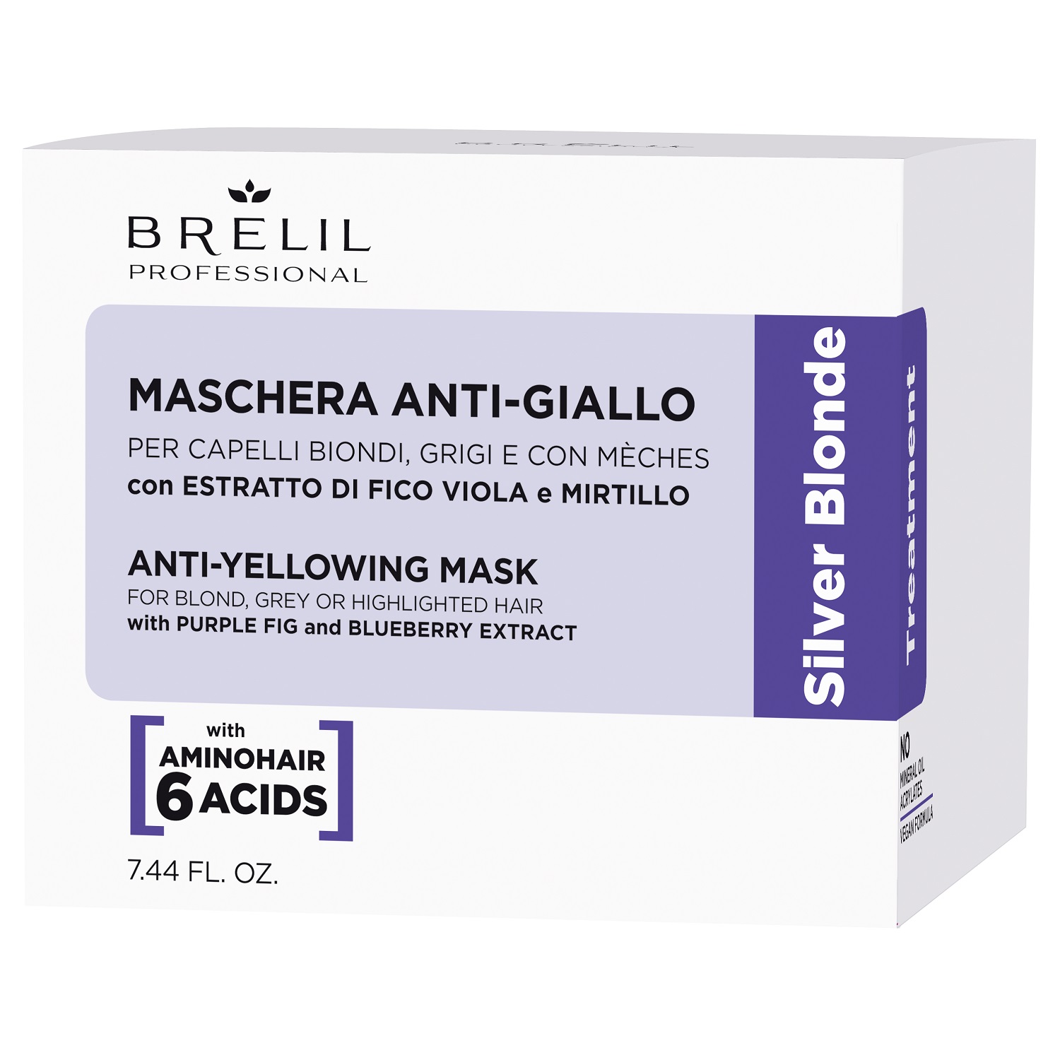 Brelil Professional Антижелтая маска для светлых, мелированных и седых волос Silver Blonde, 220 мл. фото