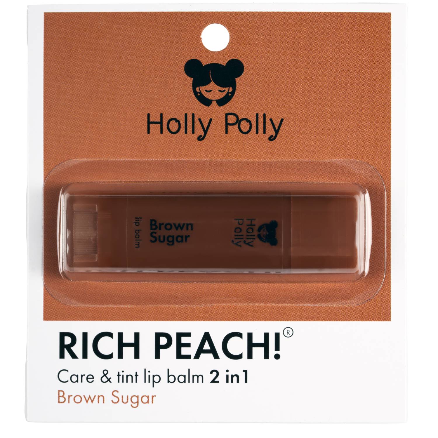 Холли Полли Оттеночный бальзам для губ Rich Peach! Brown Sugar коричнево-персиковый, 4,9 г (Holly Polly, Care & Tint Lip) фото 0