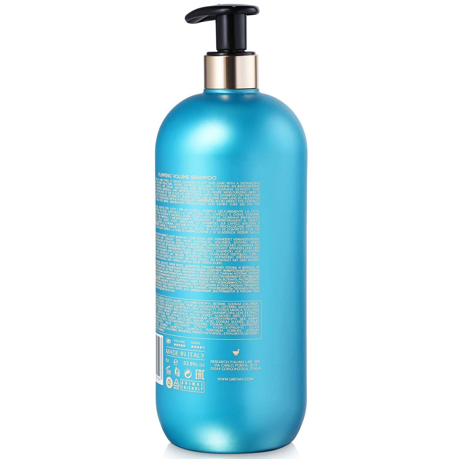 Грэми Уплотняющий шампунь для объема волос Plumping Volume, 1000 мл (Greymy, Volume) фото 3