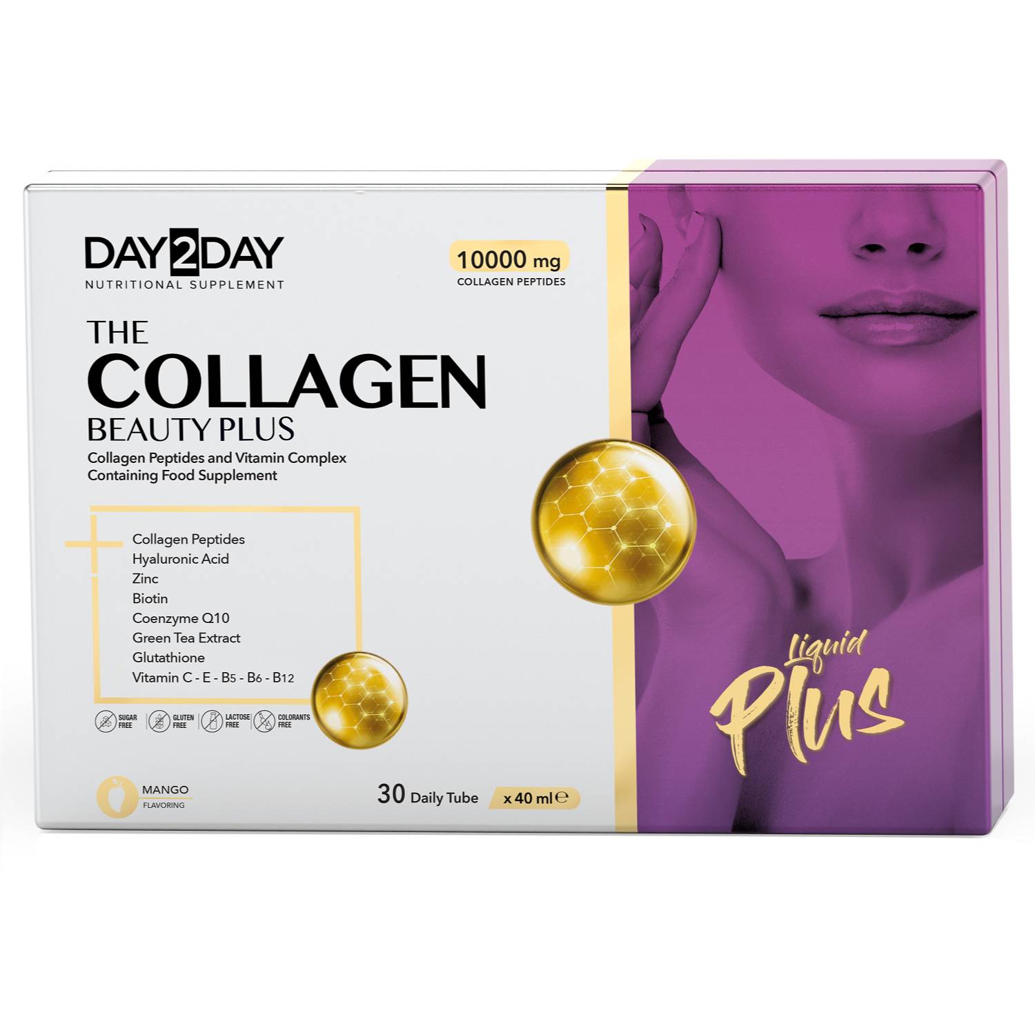 Дэй Ту Дэй Комплекс Collagen Beauty Plus 1000 мг со вкусом манго, тубы 30 доз х  40 мл (Day2Day, ) фото 0