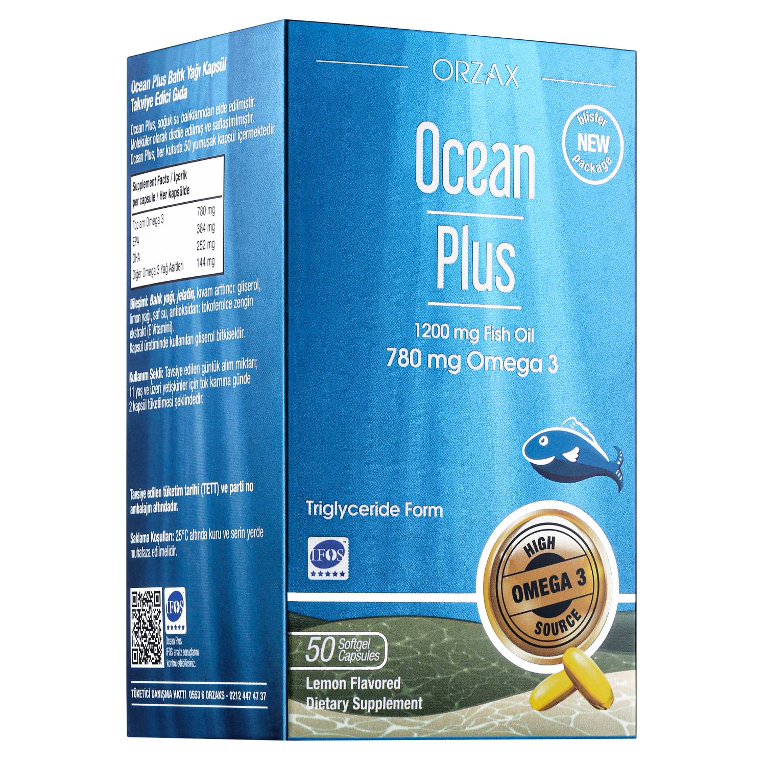 Орзакс Оушен Рыбий жир омега-3 780 мг Plus, 50 капсул (Orzax Ocean, ) фото 0