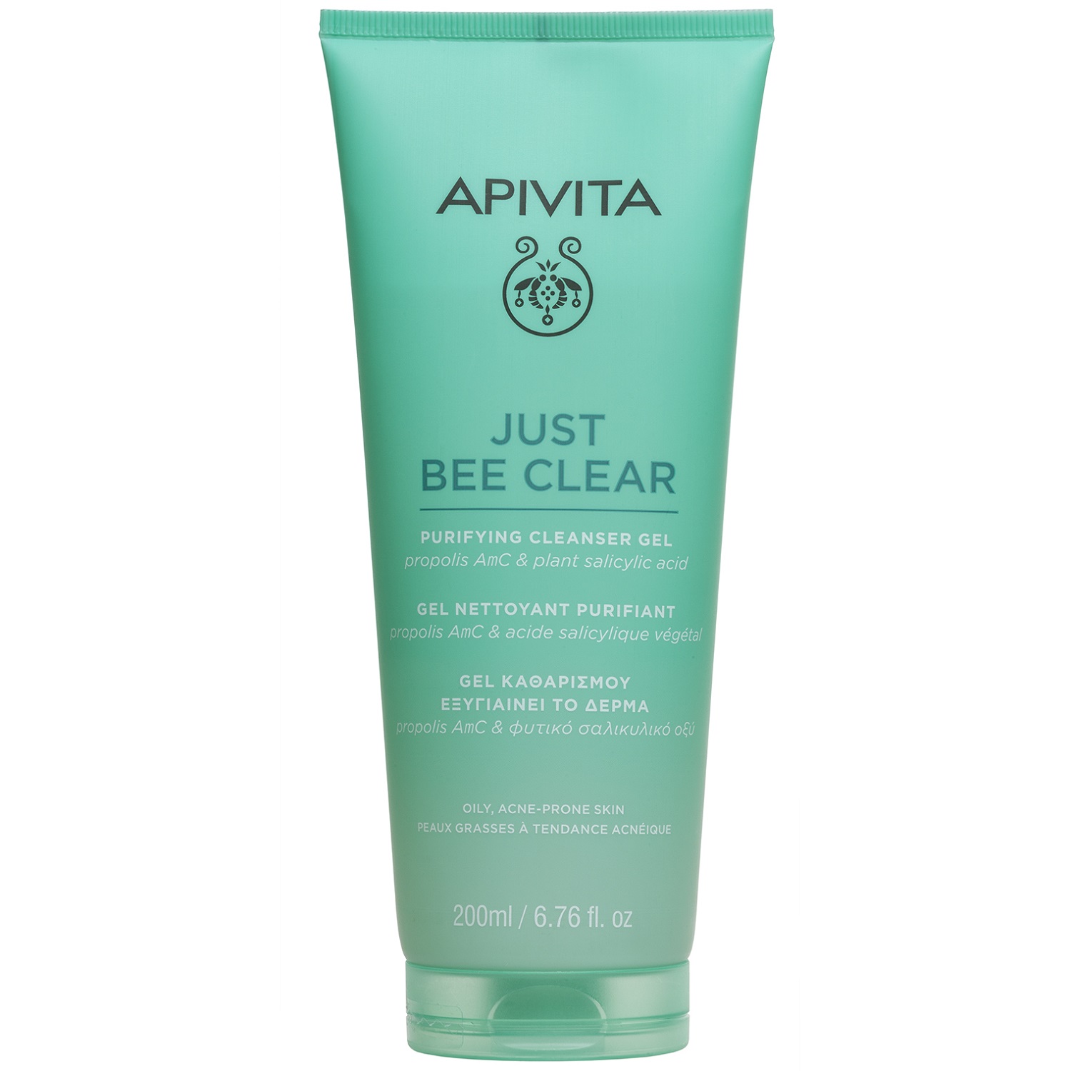 Апивита Очищающий гель с матирующим эффектом для лица, 200 мл (Apivita, Just Bee Clear) фото 0