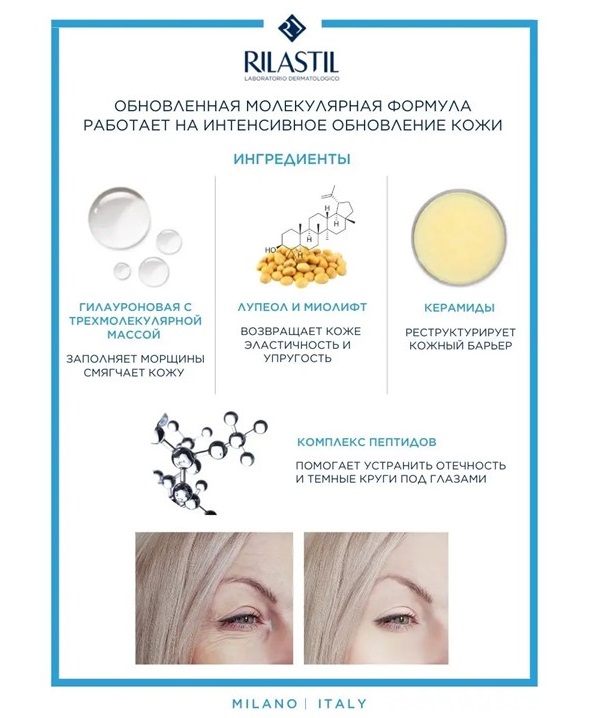 Риластил Реструктурирующий крем против морщин вокруг глаз, 15 мл (Rilastil, Hydrotenseur) фото 2