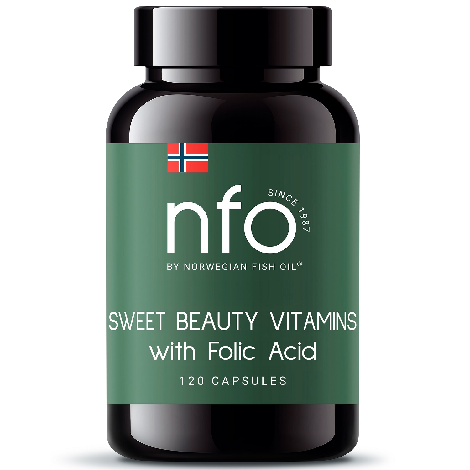 Норвегиан Фиш Ойл Витамины с фолиевой кислотой Sweet Beauty, 120 капсул х 500 мг (Norwegian Fish Oil, Витамины) фото 0