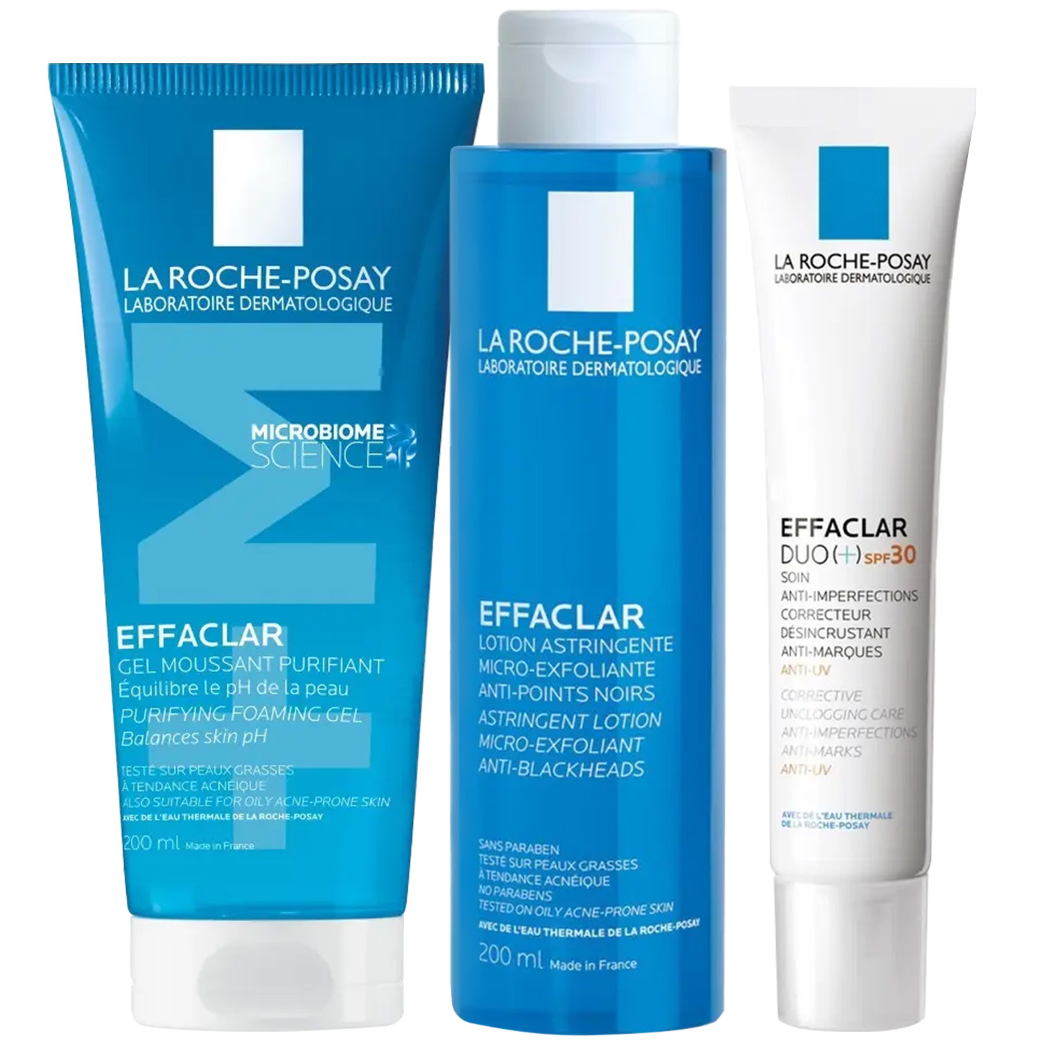 Ля Рош Позе Программа Effaclar очищение и основной уход: гель 200 мл + лосьон 200 мл + крем-гель SPF30 40 мл (La Roche-Posay, Effaclar) фото 2