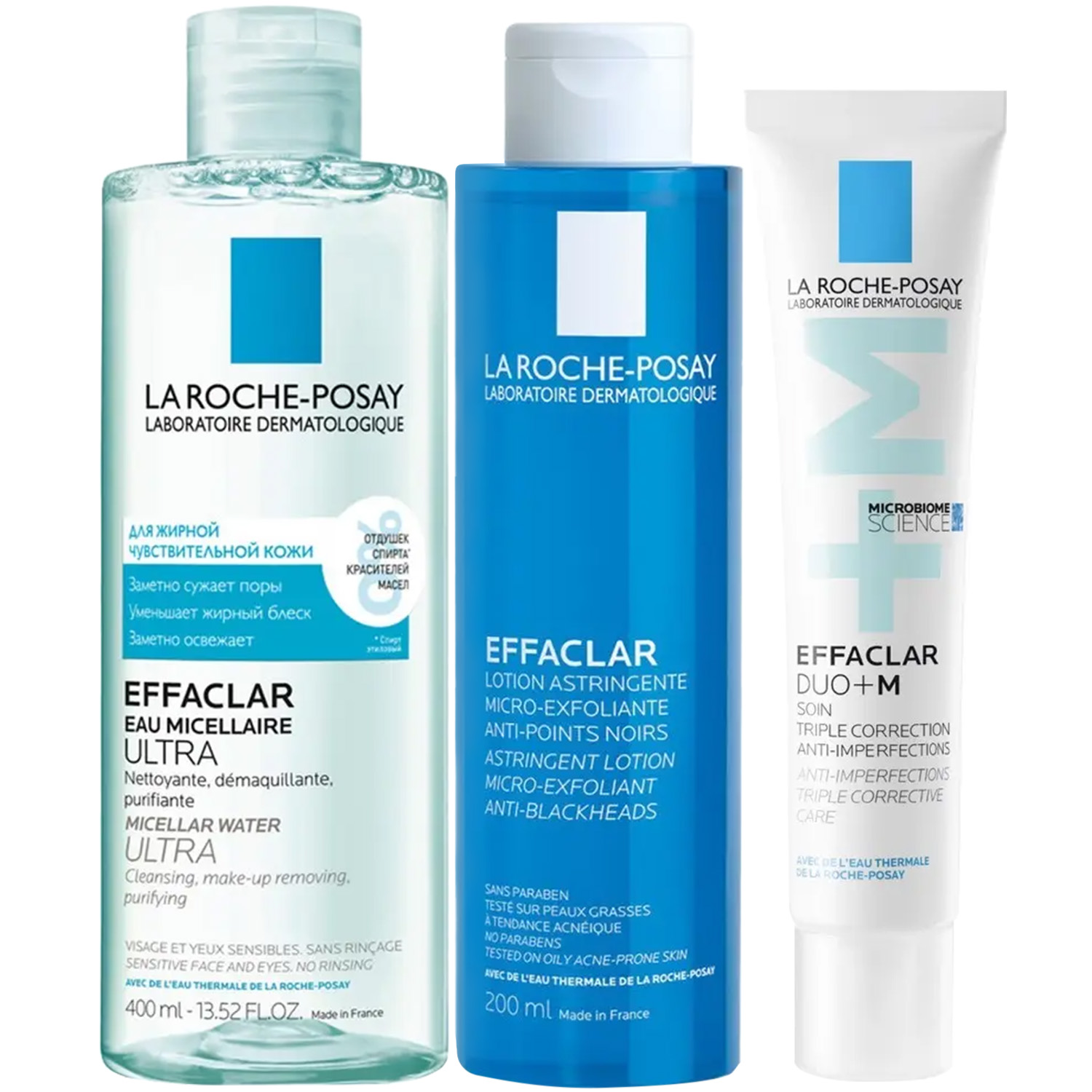 Ля Рош Позе Программа Effaclar очищение и основной уход: мицеллярная вода 400 мл + лосьон 200 мл + крем-гель 40 мл (La Roche-Posay, Effaclar) фото 2