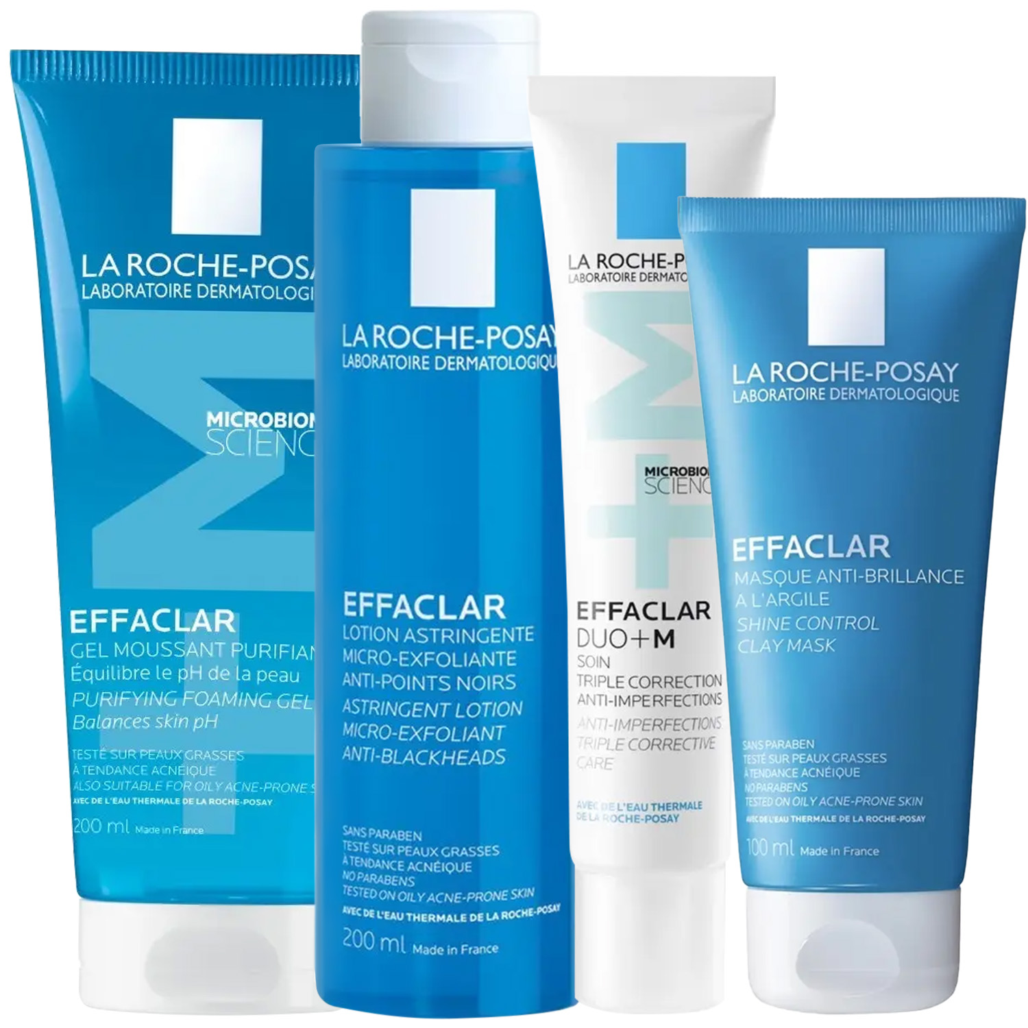 Ля Рош Позе Программа ухода Effaclar: гель 200 мл + лосьон 200 мл + крем-гель 40 мл + маска 100 мл (La Roche-Posay, Effaclar) фото 2