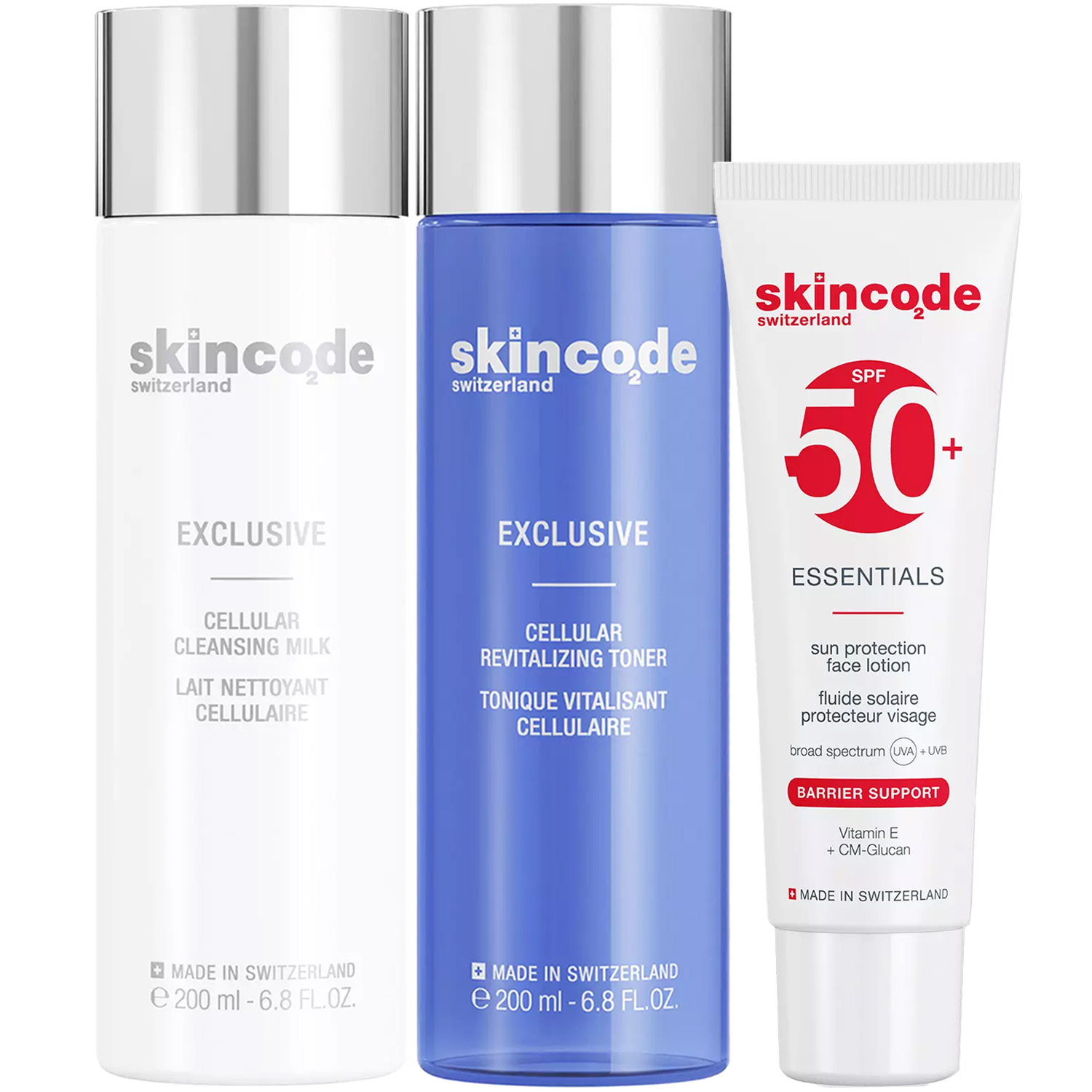 Скинкод Программа Exclusive очищение и основной уход: молочко 200 мл + тоник 200 мл + лосьон SPF50 50 мл (Skincode, Exclusive) Скинкод Программа Exclusive очищение и основной уход: молочко 200 мл + тоник 200 мл + лосьон SPF50 50 мл (Skincode, Exclusive) фото 2