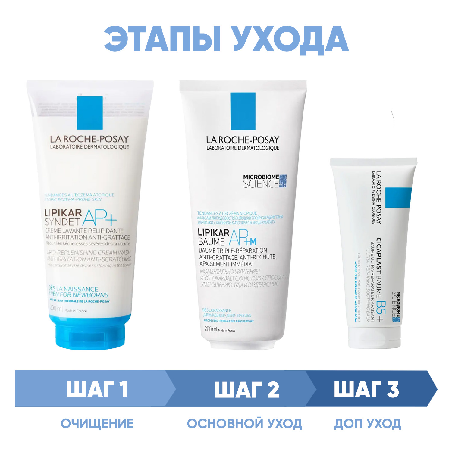 Ля Рош Позе Программа Lipikar комплексный уход: очищающий крем-гель 200 мл + бальзам 200 мл + бальзам Cicaplast 100 мл (La Roche-Posay, Lipikar) Ля Рош Позе Программа Lipikar комплексный уход: очищающий крем-гель 200 мл + бальзам 200 мл + бальзам Cicaplast 100 мл (La Roche-Posay, Lipikar) фото 1