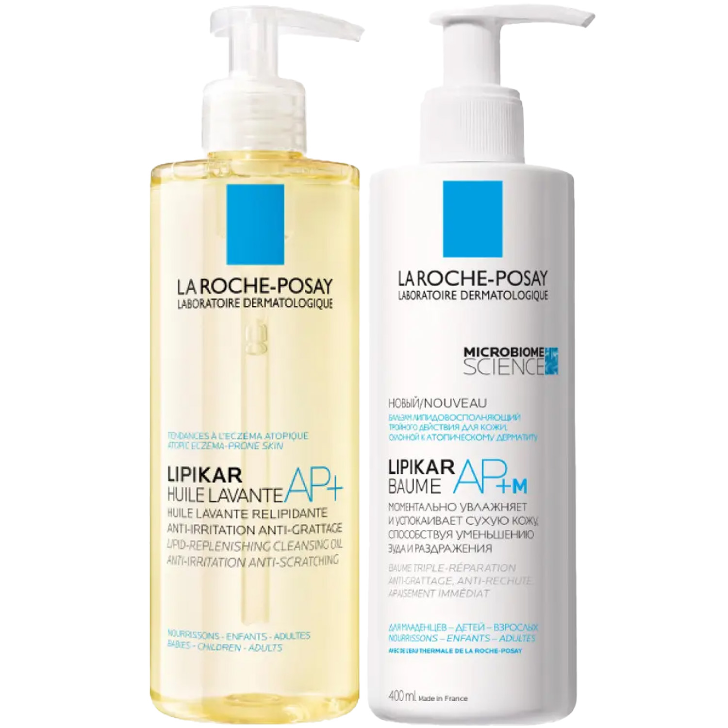 Ля Рош Позе Программа Lipikar очищение и основной уход:  масло для ванны и душа 400 мл + бальзам 400 мл (La Roche-Posay, Lipikar) фото 2