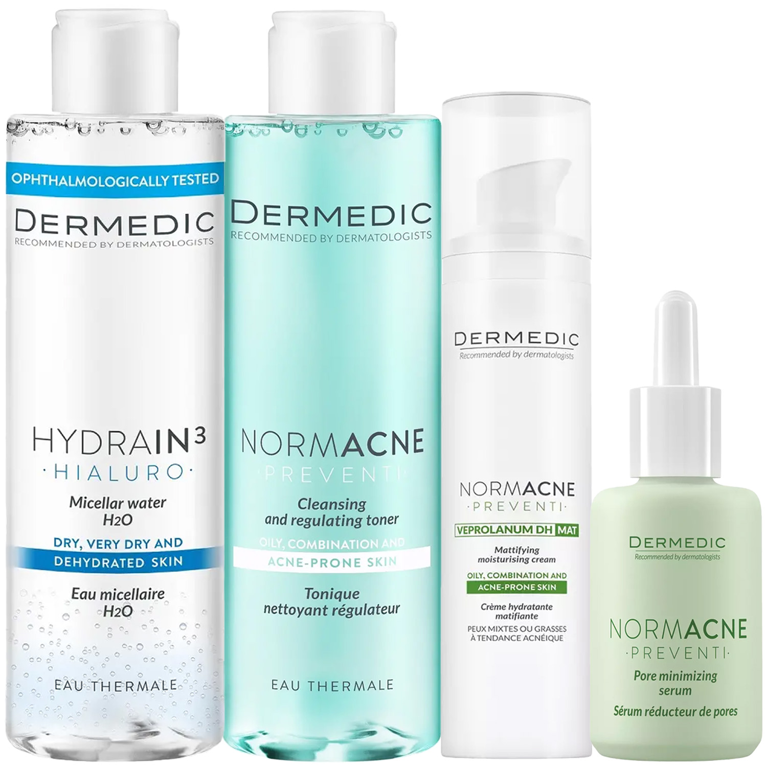 Дермедик Программа Normacne комплексный уход: мицеллярная вода 200 мл + тоник 200 мл + крем 40 мл + сыворотка 30 мл (Dermedic, Normacne) фото 2