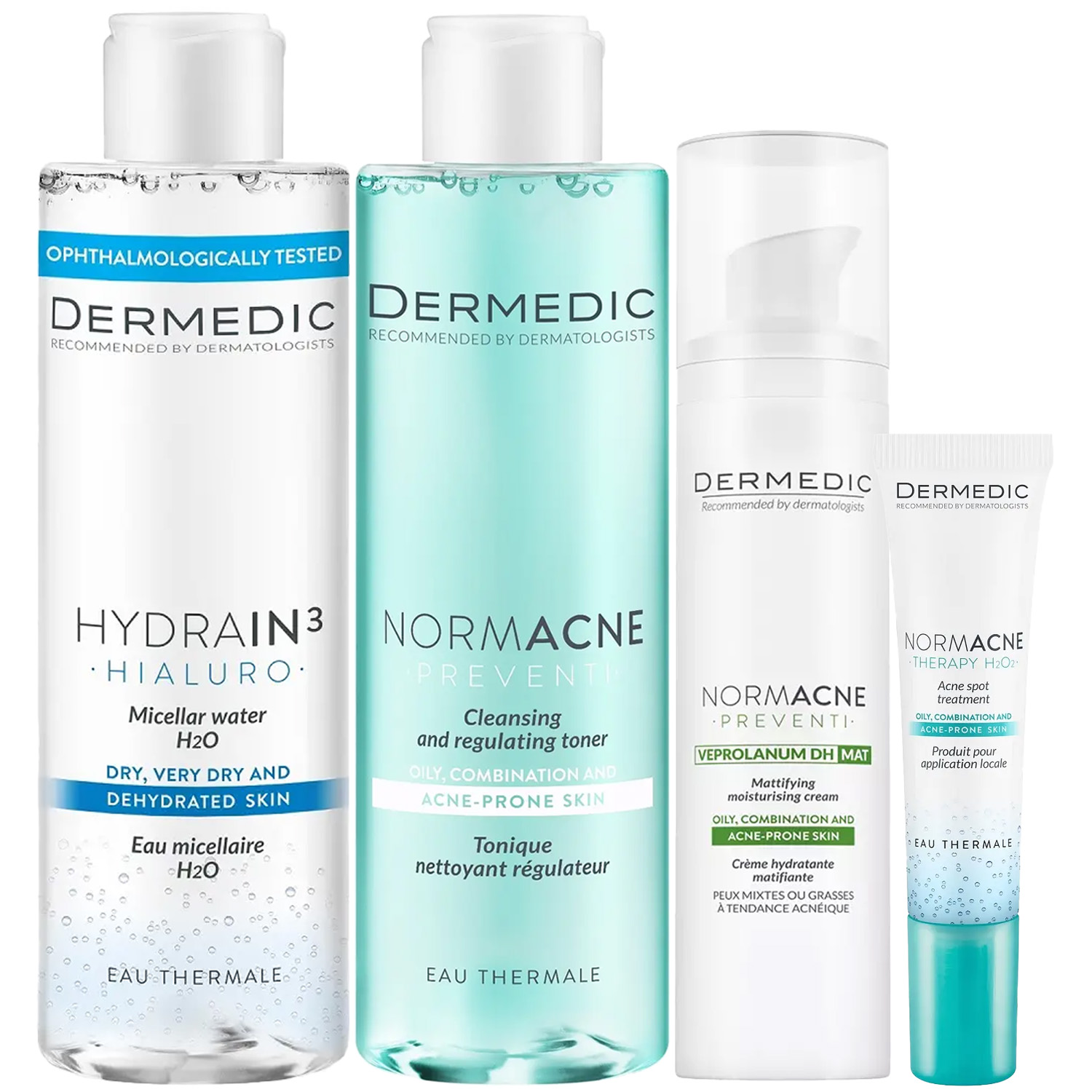 Дермедик Программа Normacne комплексный уход: мицеллярная вода 200 мл + тоник 200 мл + крем 40 мл + точечный гель 15 мл (Dermedic, Normacne) фото 2
